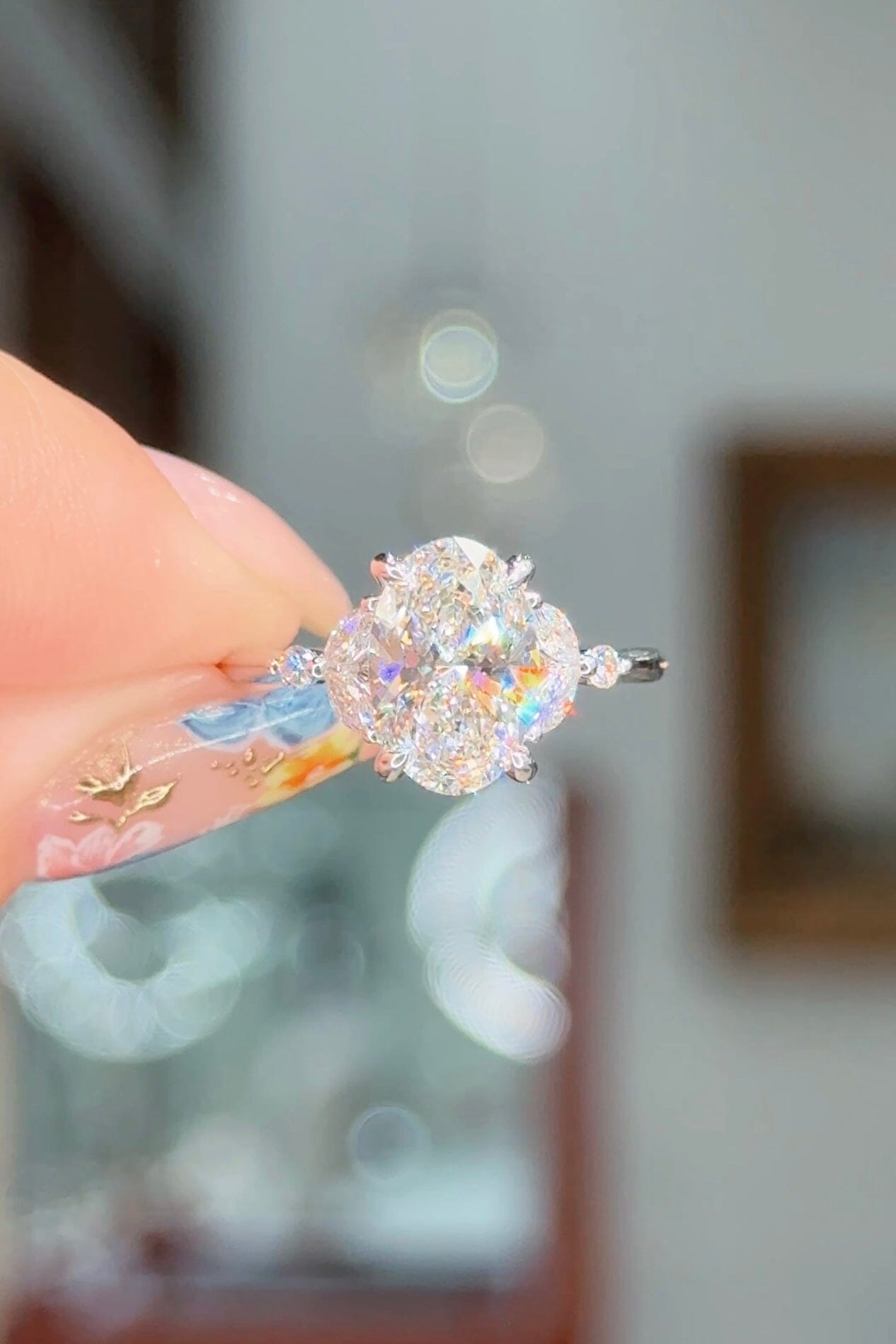 2.07ct E-VS1 Oval Lab Diamond Sarah Engagement Rings Princess Bride Diamonds 