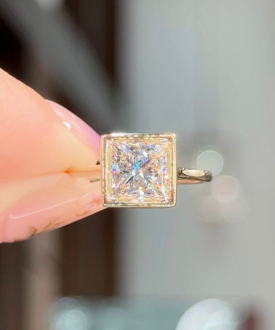 2.09ct F-VS1 Princess Lab Diamond Ava Engagement Rings Princess Bride Diamonds