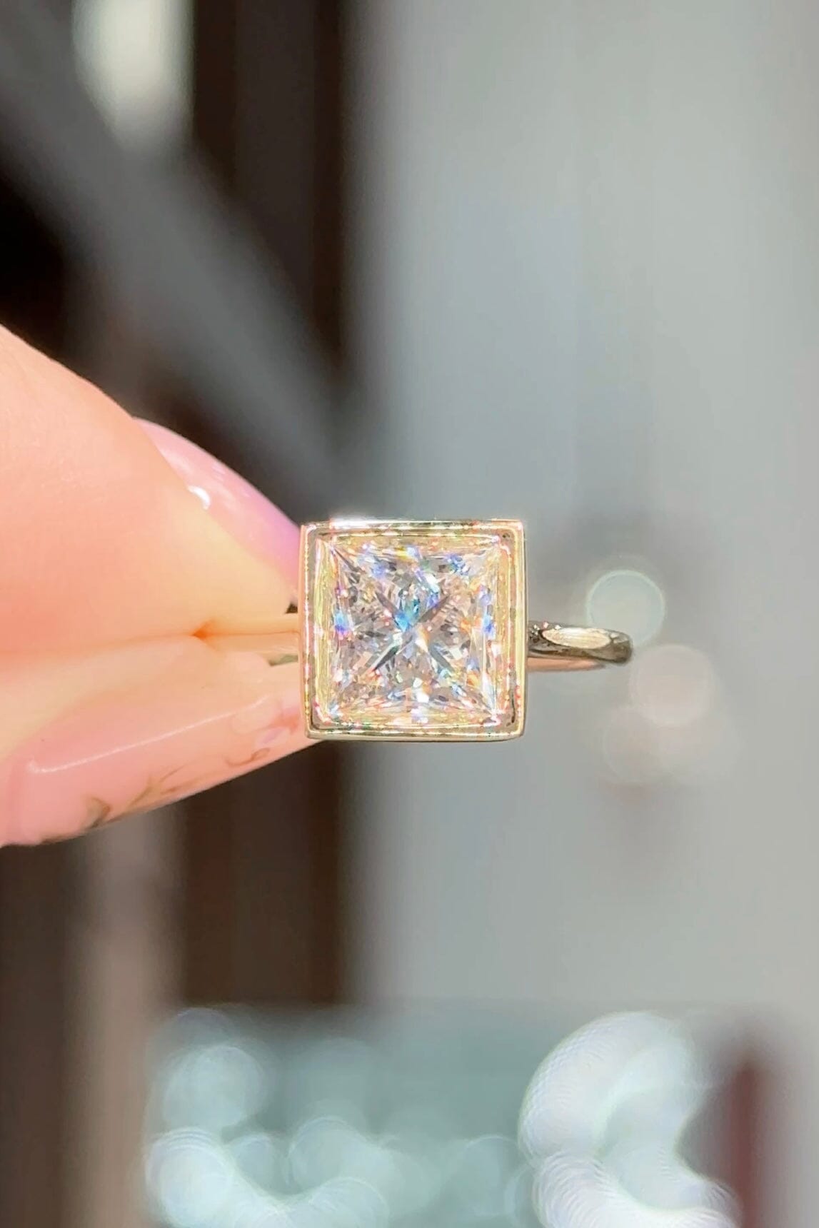 2.09ct F-VS1 Princess Lab Diamond Ava Engagement Rings Princess Bride Diamonds