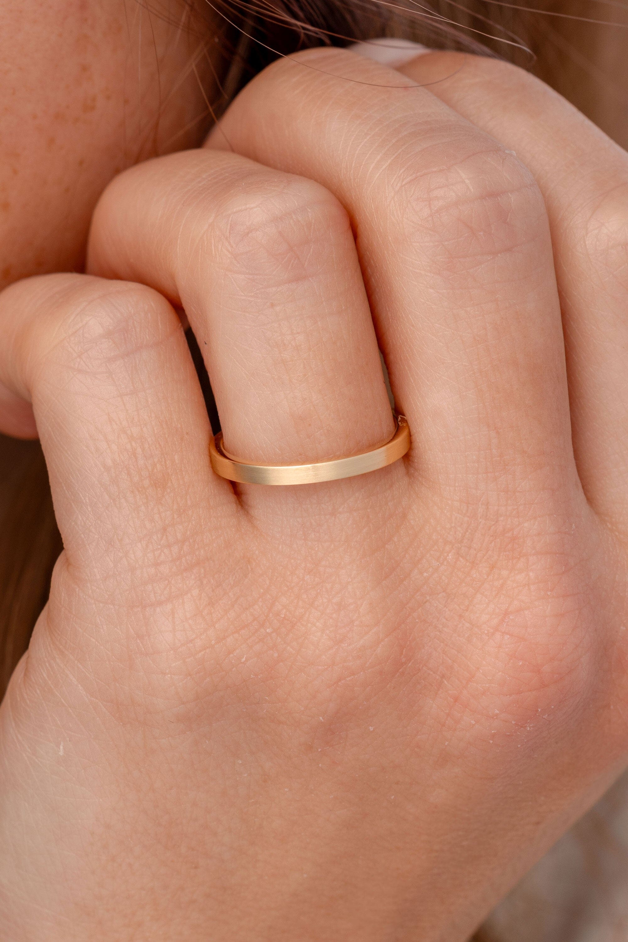 2.0mm Satin Flat Band Rings Princess Bride Diamonds