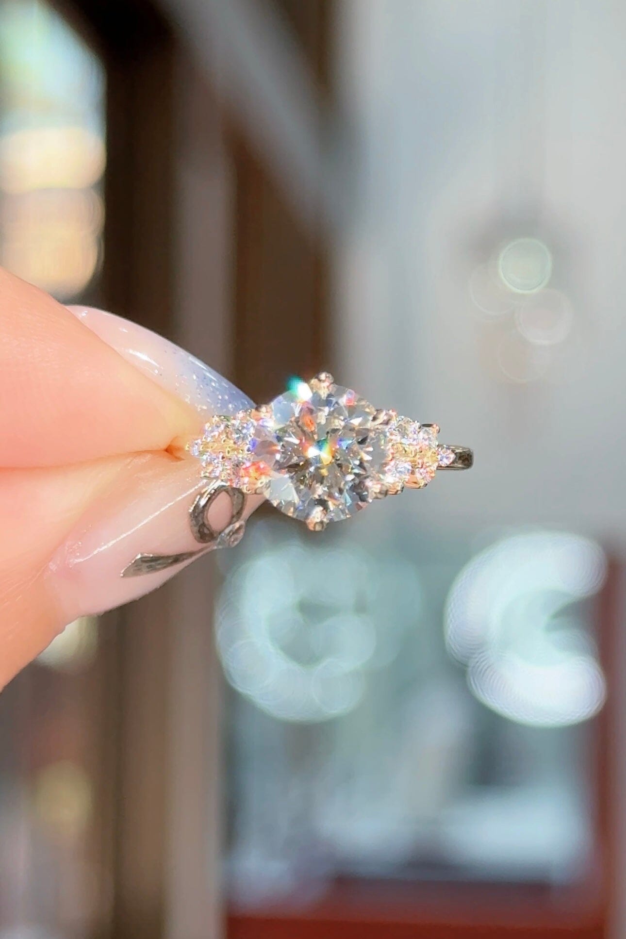 2.11ct E-VVS2 Round Lab Diamond Nova Engagement Rings Princess Bride Diamonds