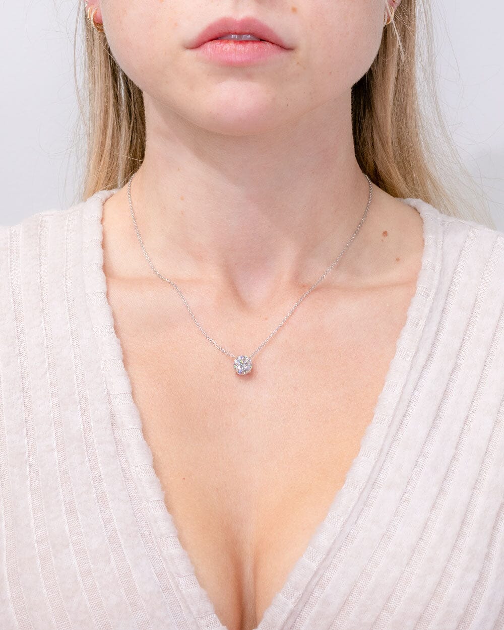 2.14ct F-VS1 Round Lab Diamond Pendant Necklaces Princess Bride Diamonds