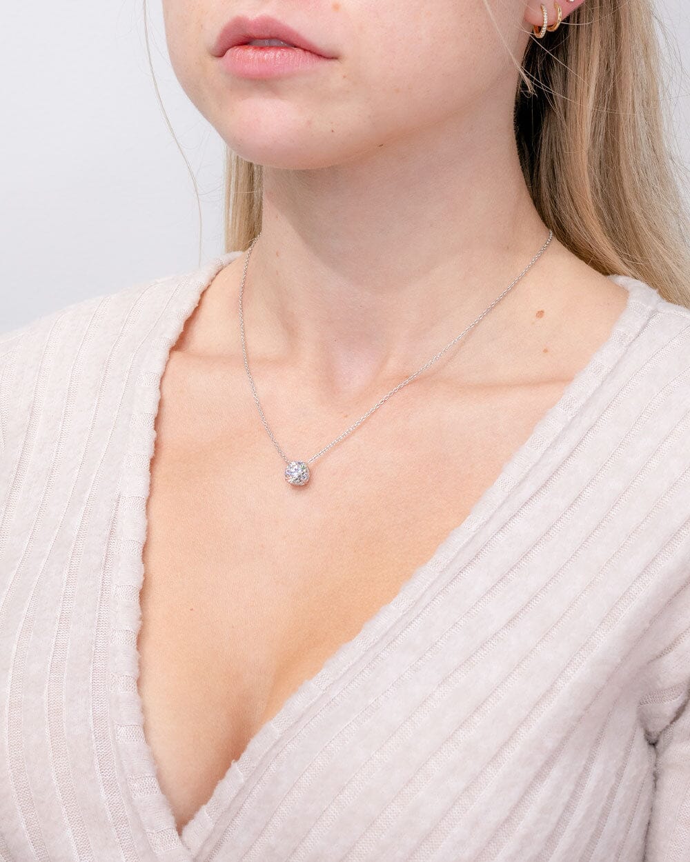 2.14ct F-VS1 Round Lab Diamond Pendant Necklaces Princess Bride Diamonds