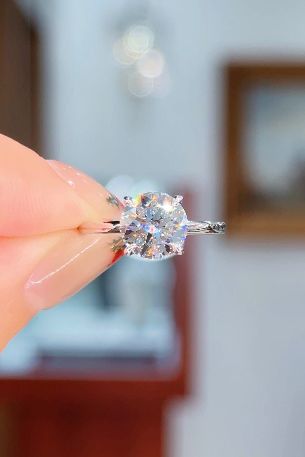 2.20ct E-VS1 Round Lab Diamond Leah Engagement Rings Princess Bride Diamonds