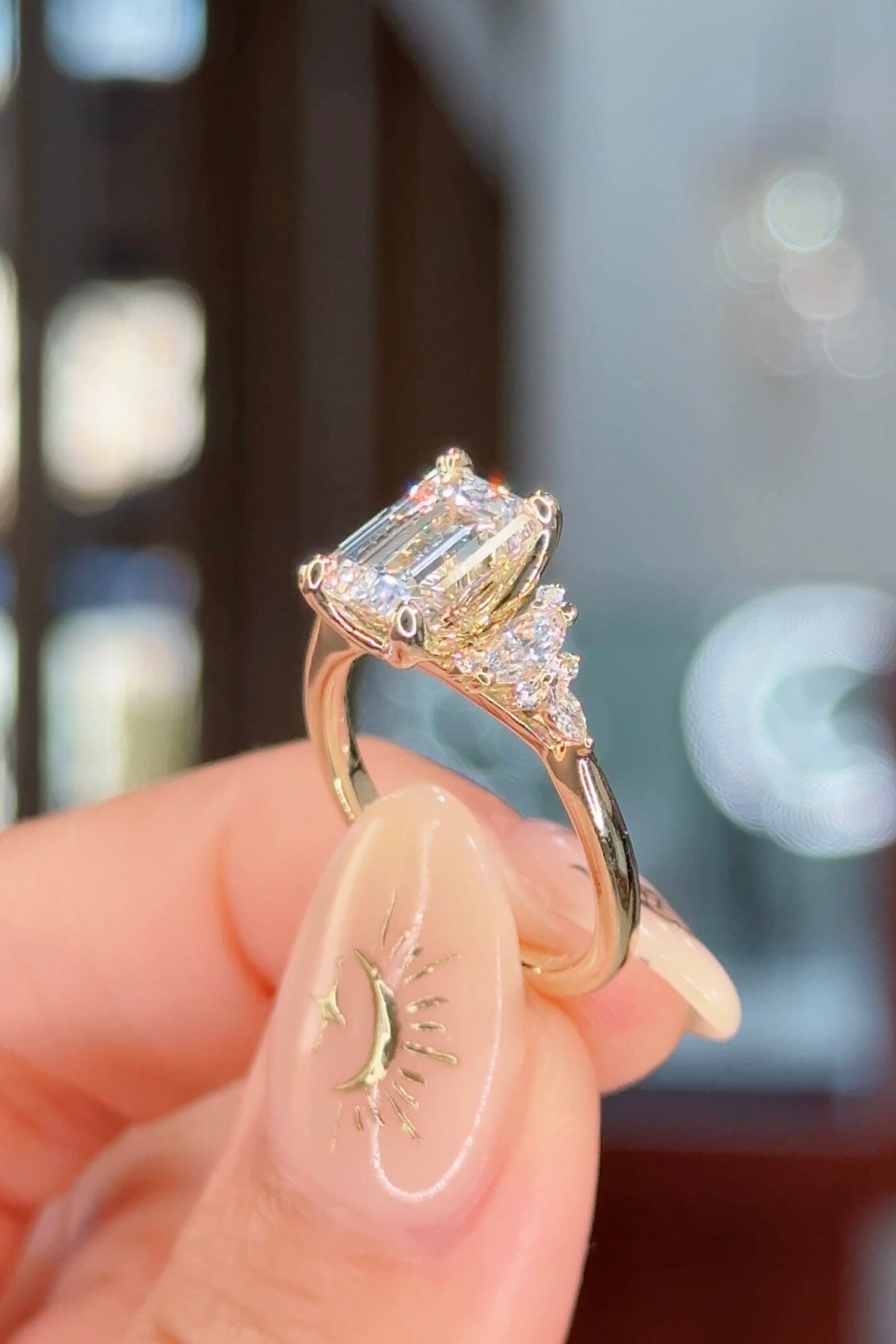 2.22ct D-VS1 Emerald Lab Diamond Sophia Engagement Rings Princess Bride Diamonds