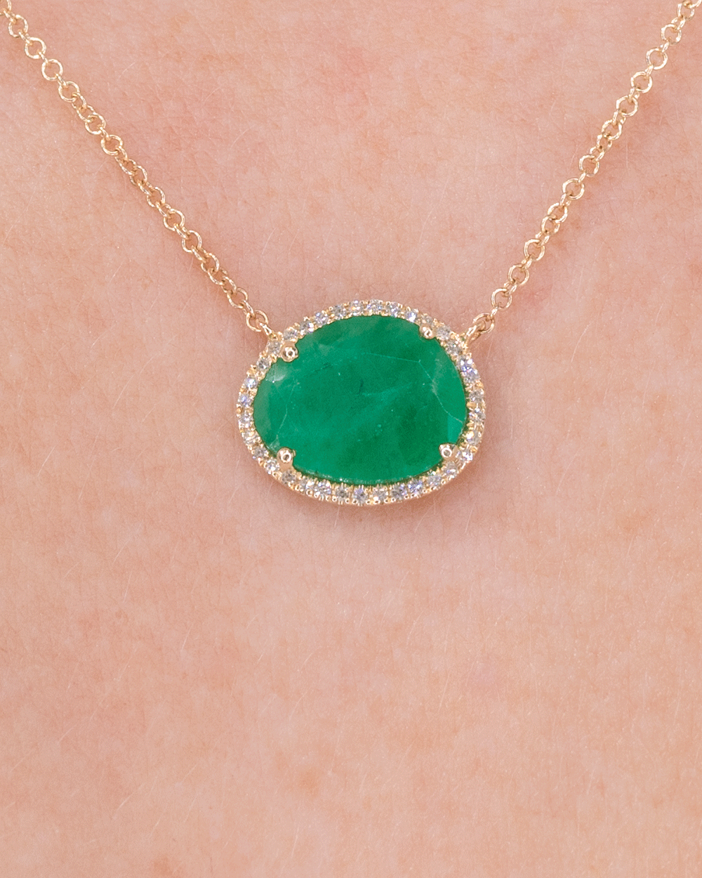 2.29ct Emerald & Diamond Halo Necklace Necklaces Princess Bride Diamonds
