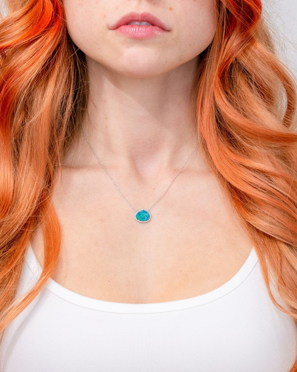 2.29ct Opal & Diamond Halo Necklace Necklaces Princess Bride Diamonds
