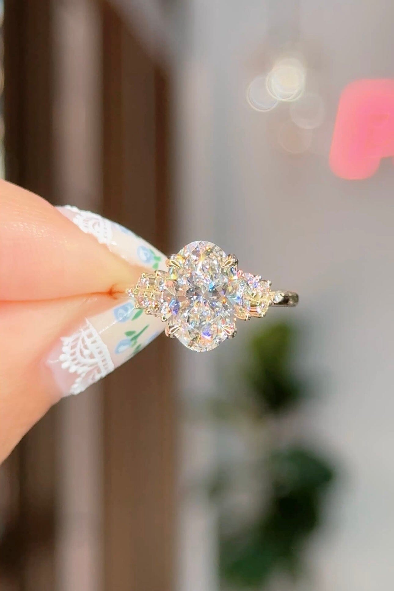 2.30ct E-VS1 Oval Lab Diamond Nova Engagement Rings Princess Bride Diamonds