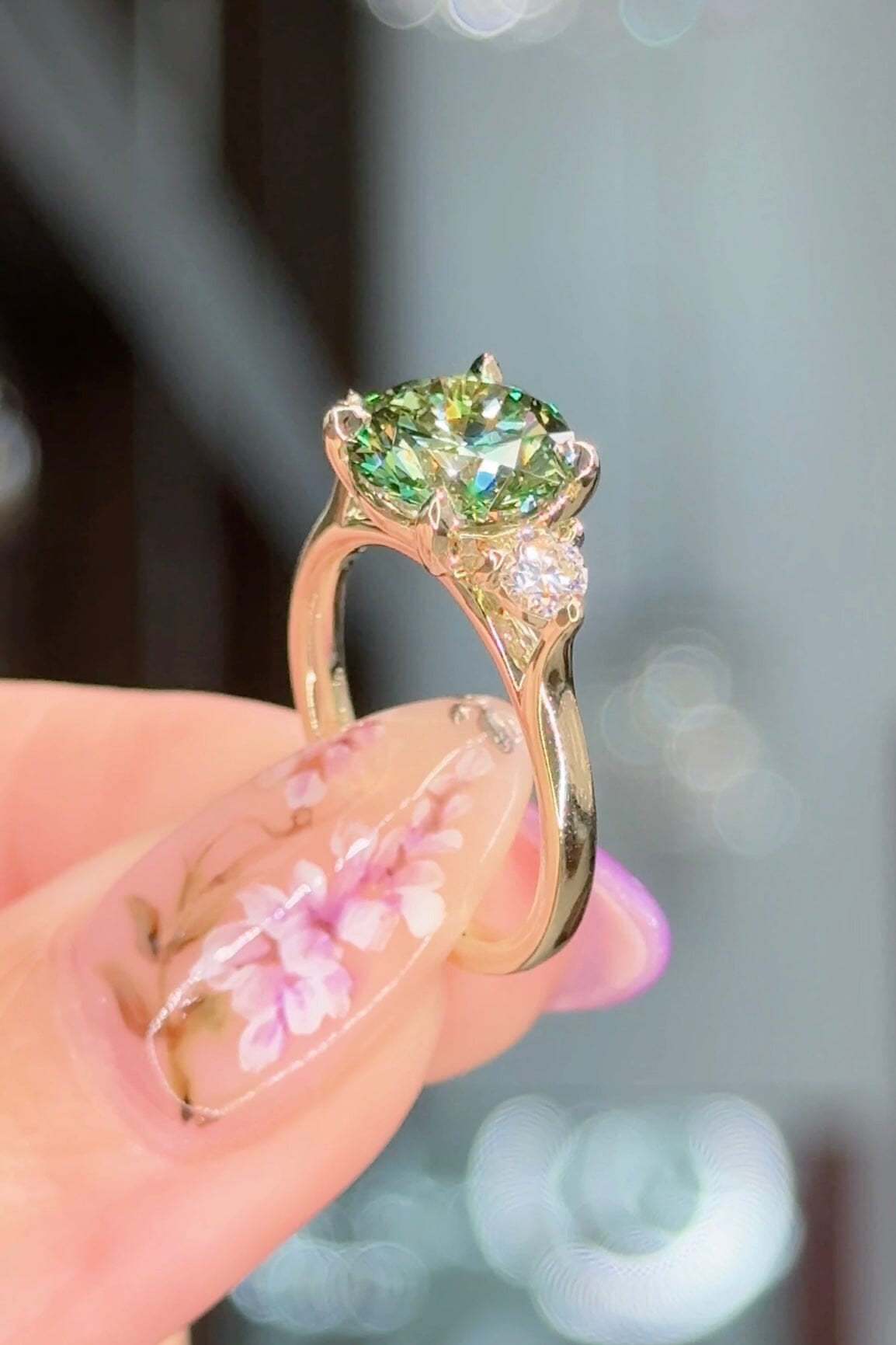 2.59ct Fancy Vivid Green-VS1 Round Lab Diamond Meghan Engagement Rings Princess Bride Diamonds