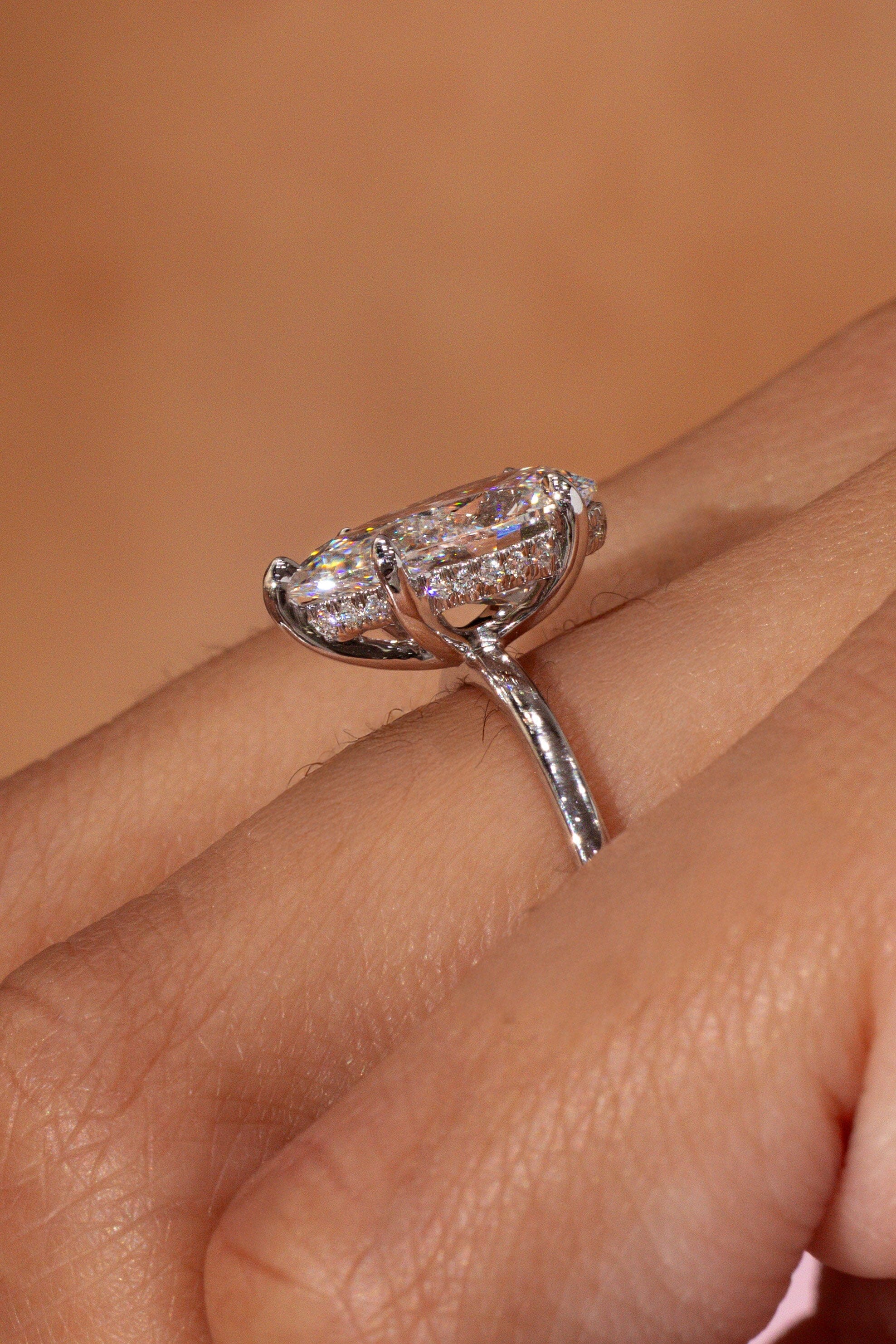 3.02ct E-VS1 Pear Lab Diamond Kayla Engagement Rings Princess Bride Diamonds