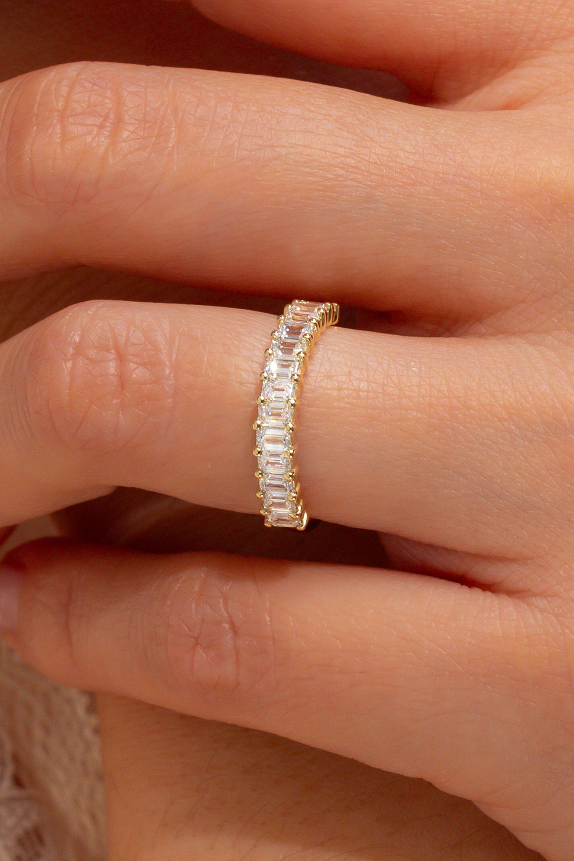 3.0mm North-South Emerald Diamond Ring Rings Princess Bride Diamonds
