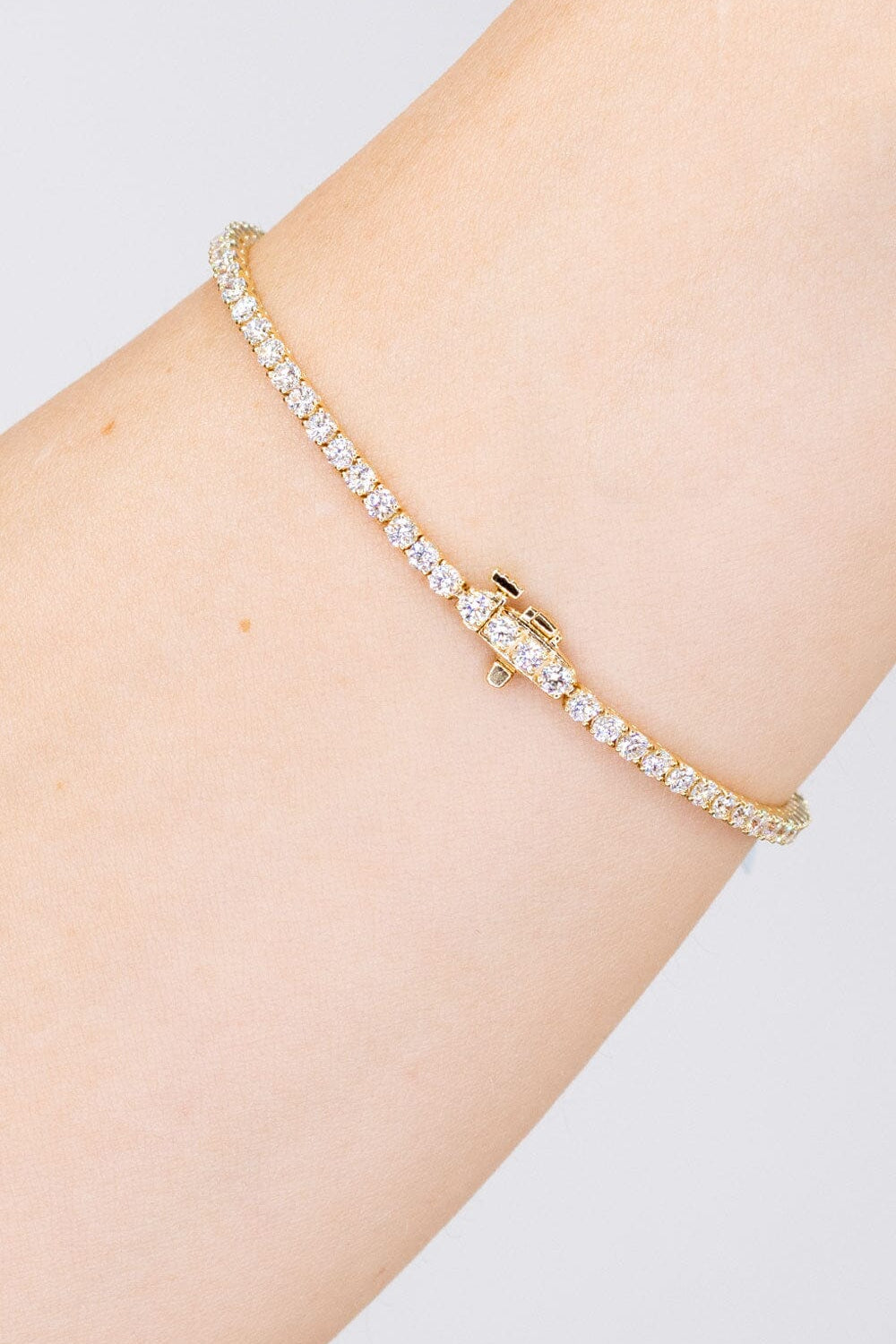 3.13ct F+ VS+ Lab Diamond Tennis Bracelet 14k Yellow Gold Bracelets Princess Bride Diamonds
