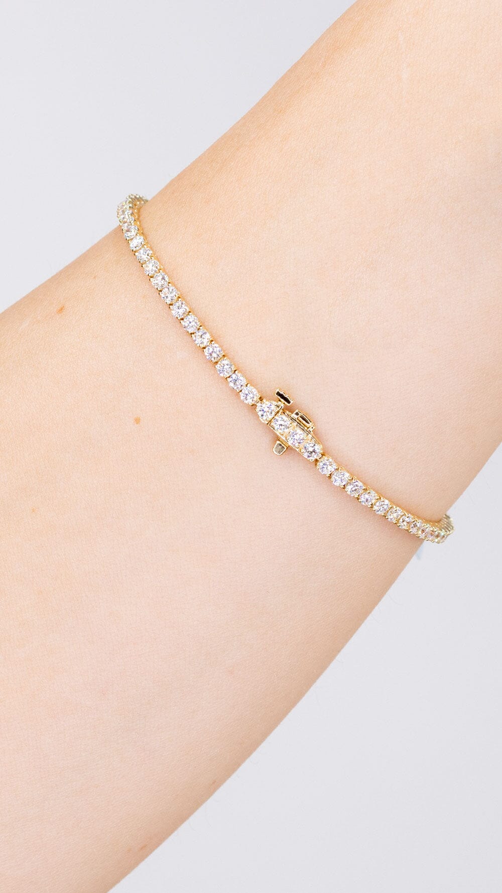3.13ct F+ VS+ Lab Diamond Tennis Bracelet 14k Yellow Gold Bracelets Princess Bride Diamonds
