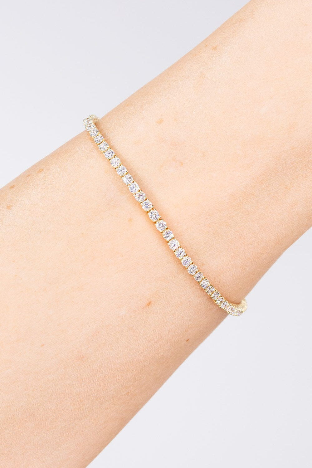 3.13ct F+ VS+ Lab Diamond Tennis Bracelet 14k Yellow Gold Bracelets Princess Bride Diamonds