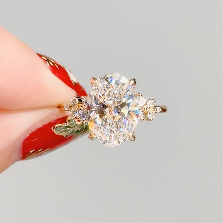 3.44ct E-VS1 Oval Lab Diamond Nova Engagement Rings Princess Bride Diamonds 