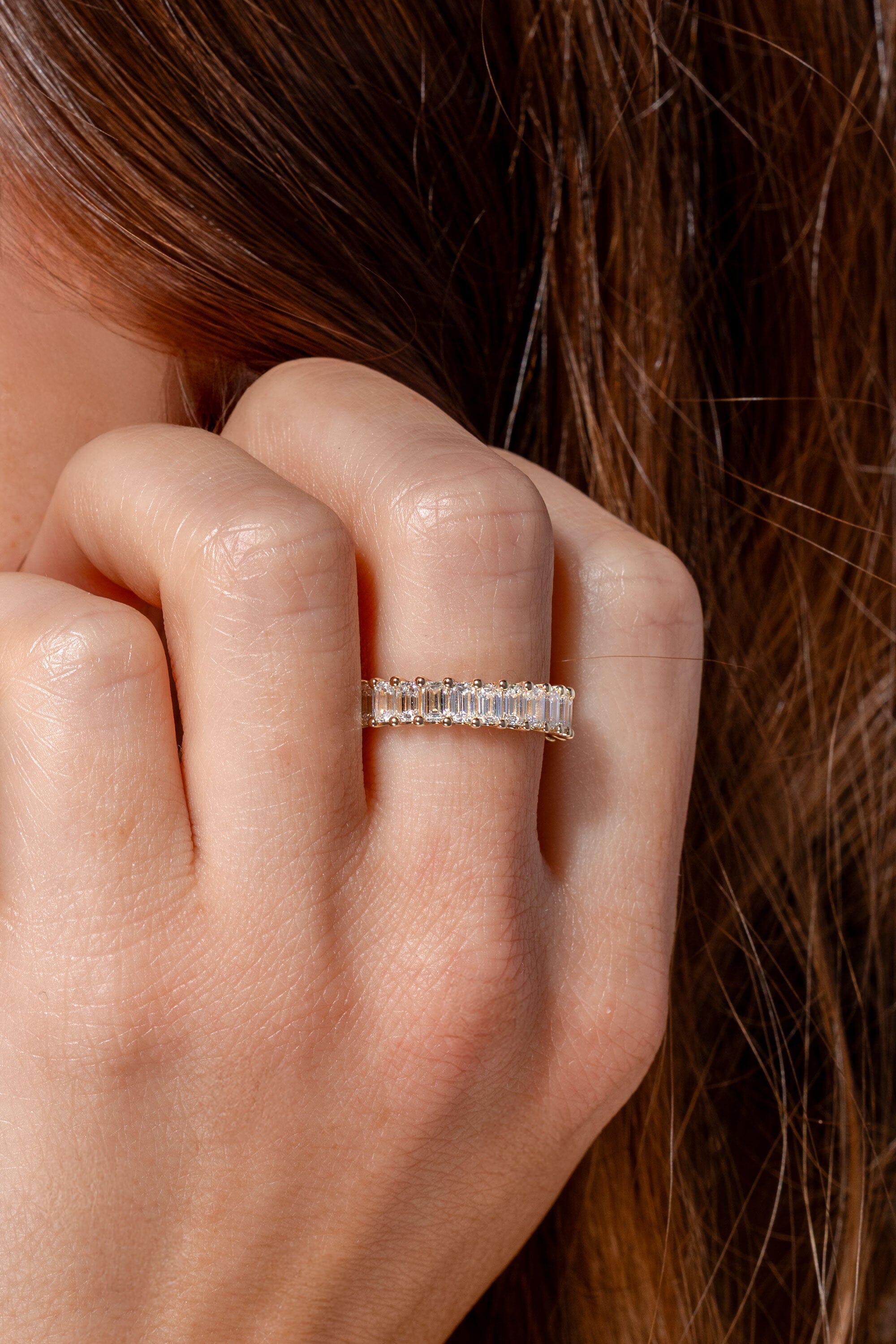 3.5mm Emerald Lab Diamond Band Rings Princess Bride Diamonds