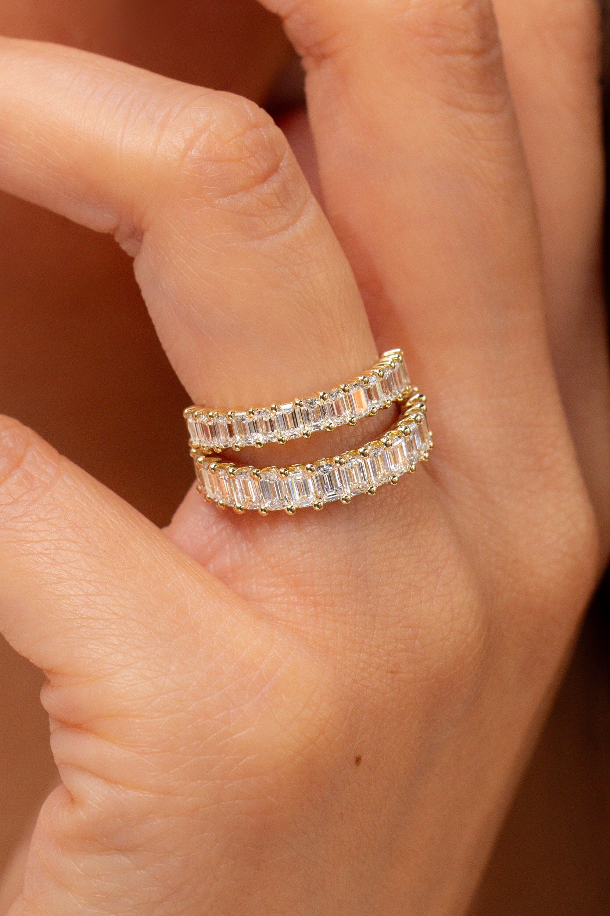 3.5mm North-South Emerald Diamond Ring Rings Princess Bride Diamonds