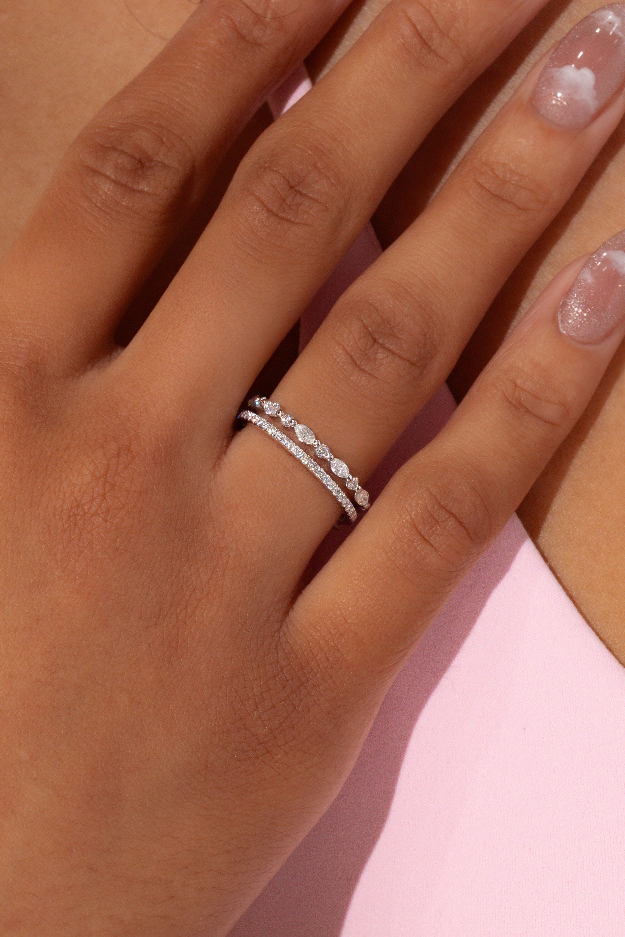 3.6mm Tori Double Band Rings Princess Bride Diamonds