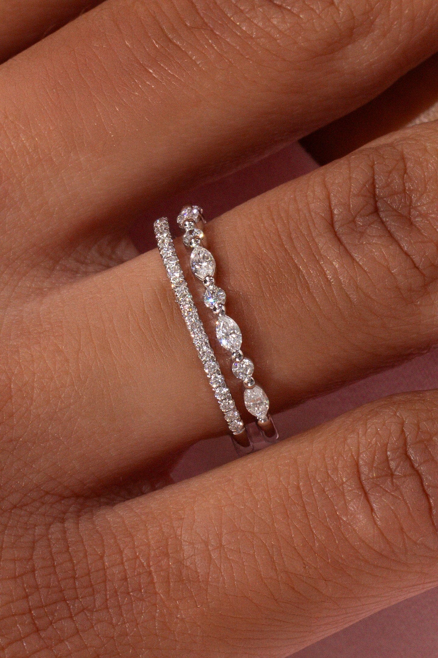 3.6mm Tori Double Band Rings Princess Bride Diamonds