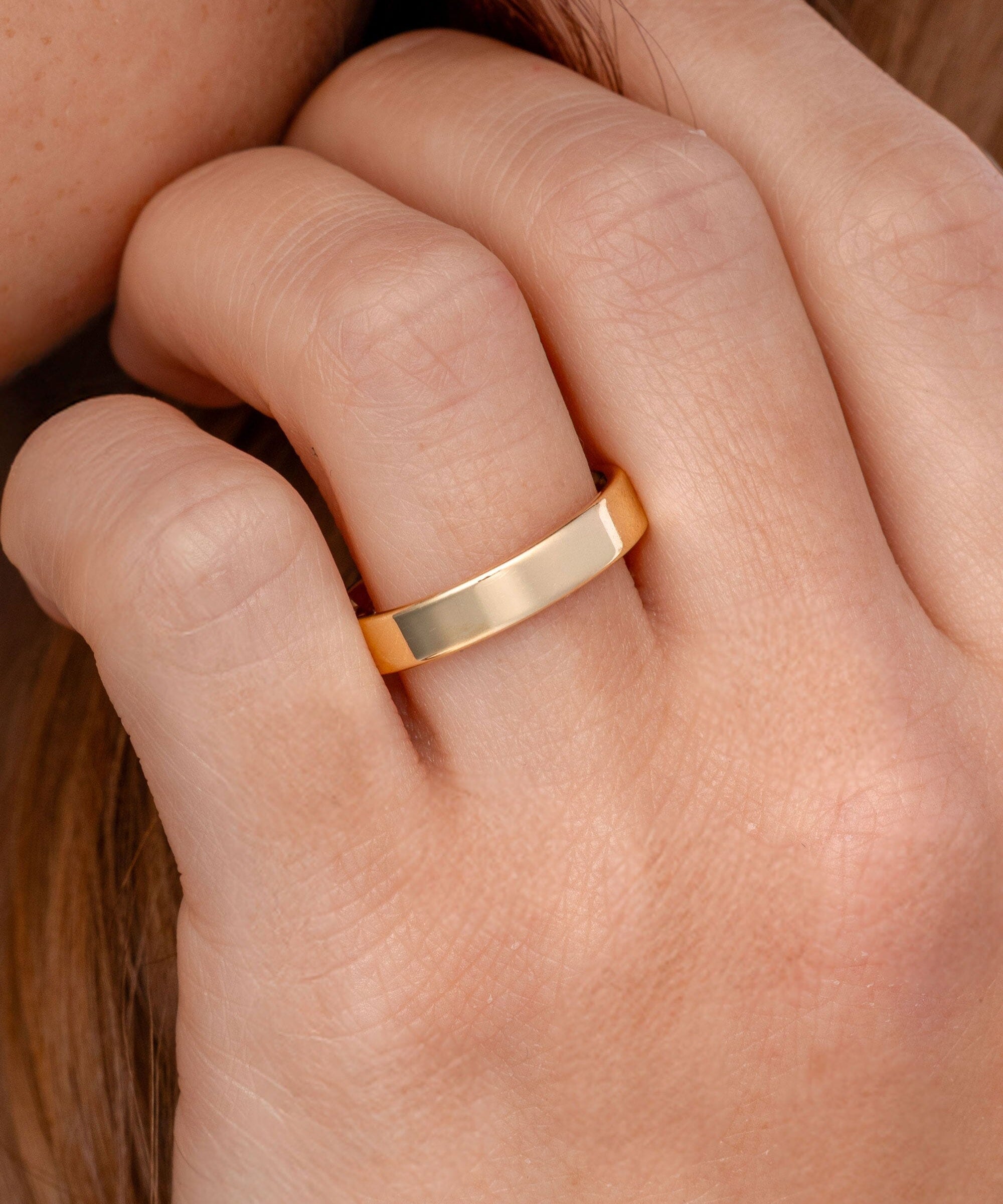 4.0mm Satin Flat Band Rings Princess Bride Diamonds