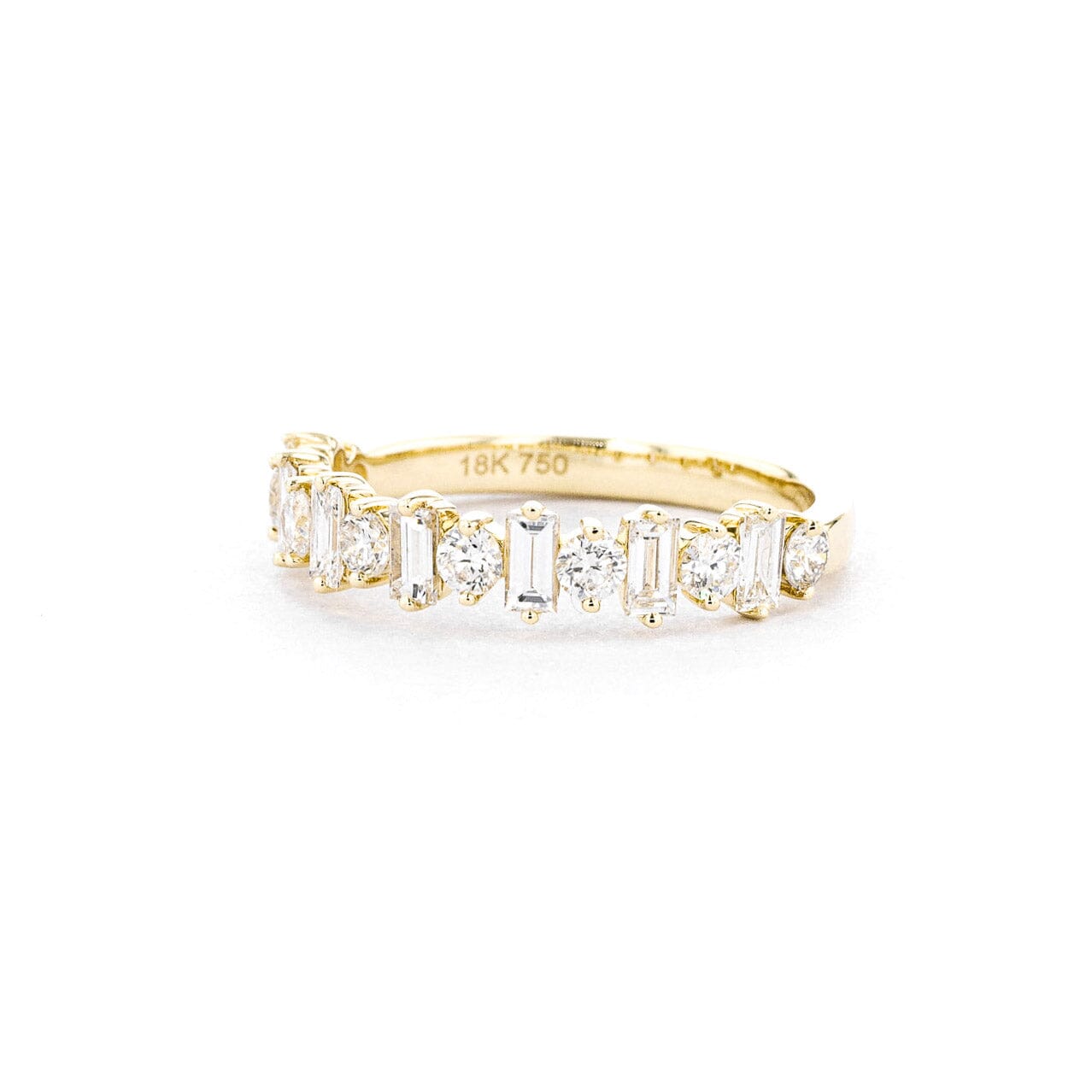 4.2mm Baguette & Round Floating Diamond Band Rings Princess Bride Diamonds