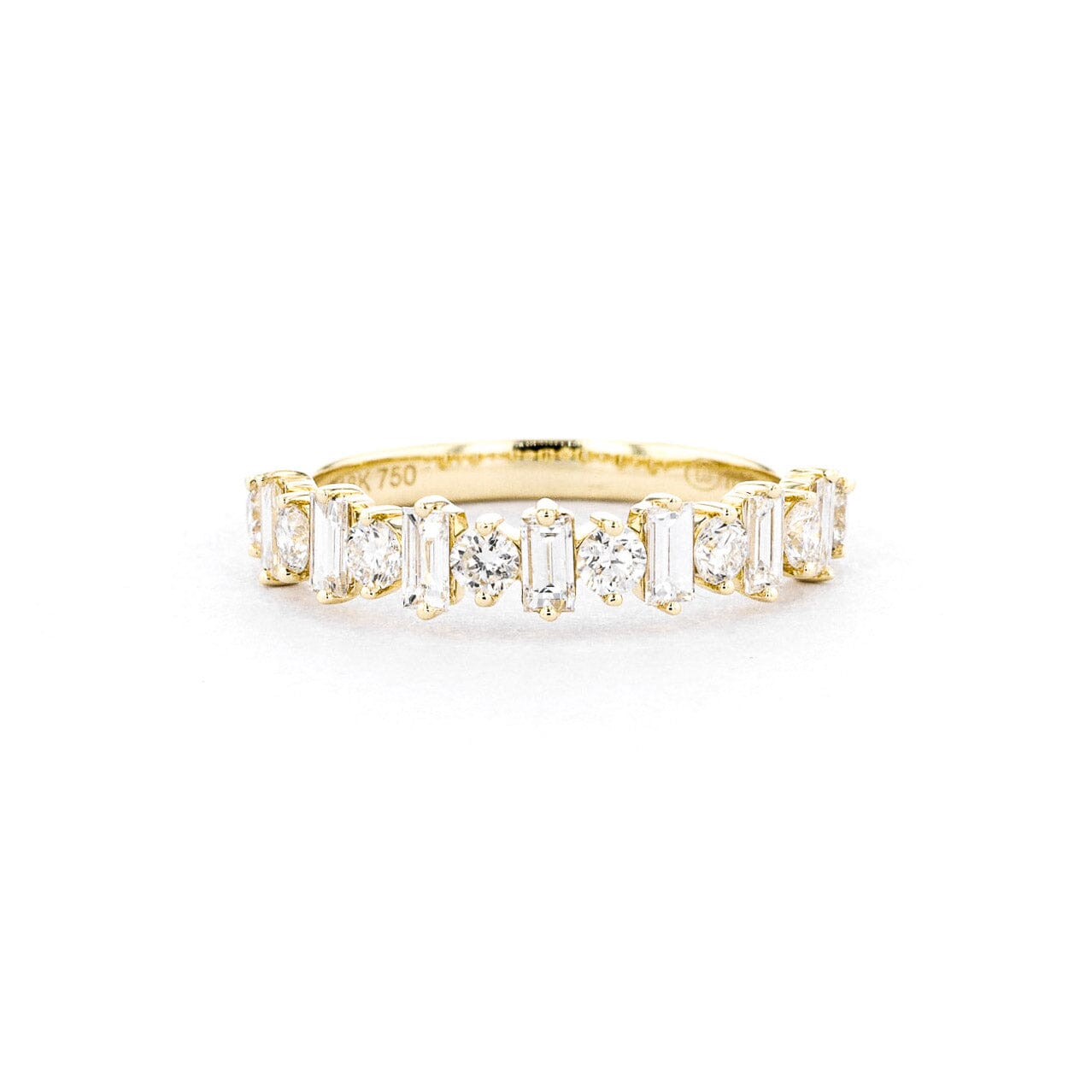 4.2mm Baguette & Round Floating Diamond Band Rings Princess Bride Diamonds