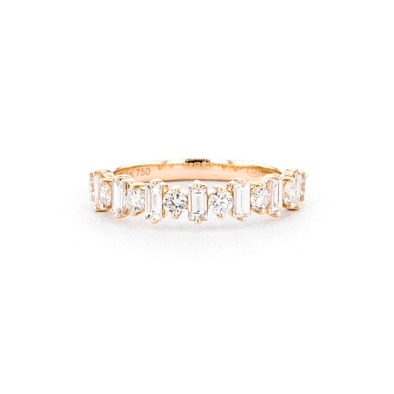 4.2mm Baguette & Round Floating Diamond Band Rings Princess Bride Diamonds