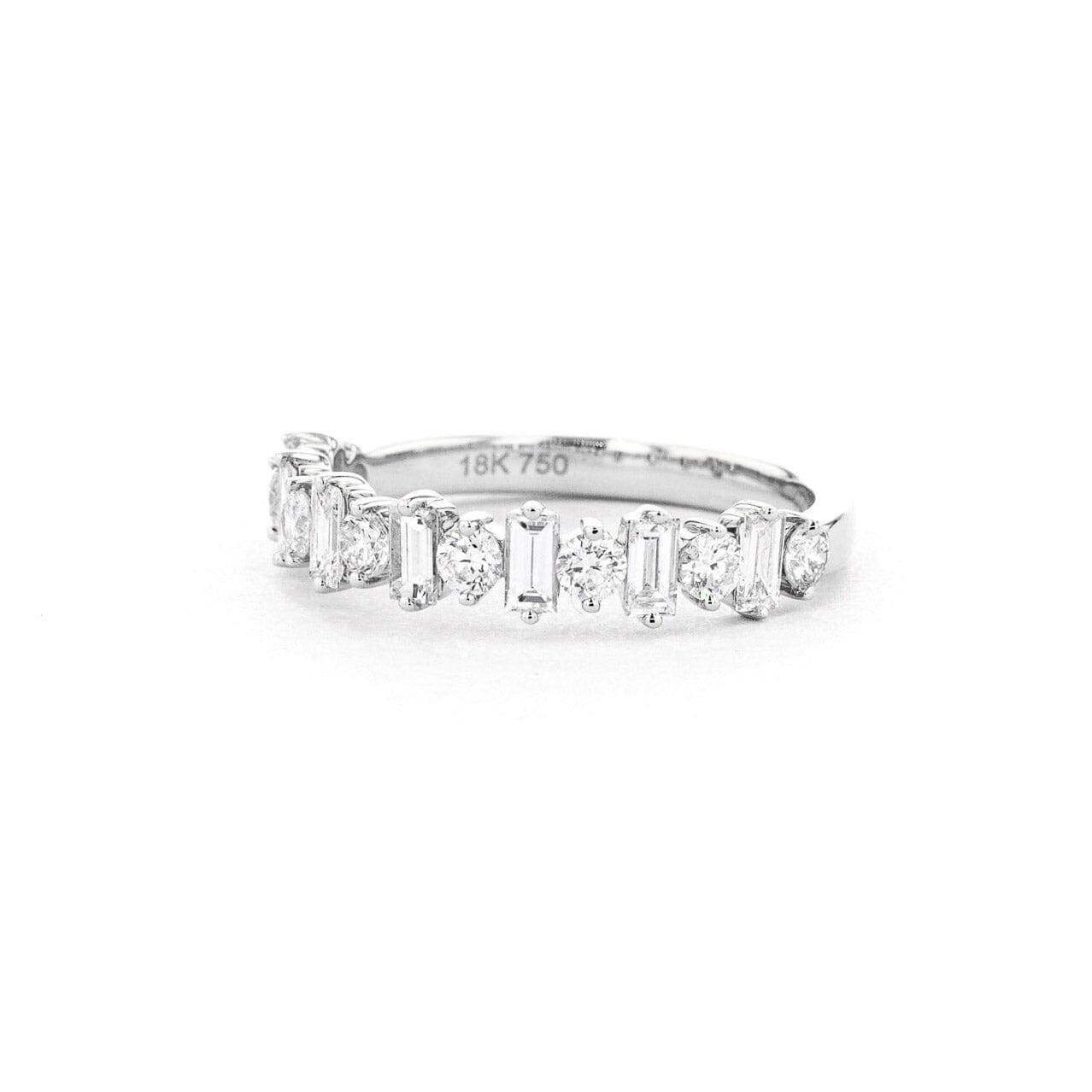 4.2mm Baguette & Round Floating Diamond Band Rings Princess Bride Diamonds