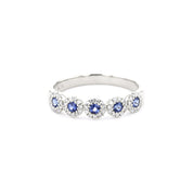 4.4mm Alexis 5-Stone Halo Sapphire Ring Rings Princess Bride Diamonds