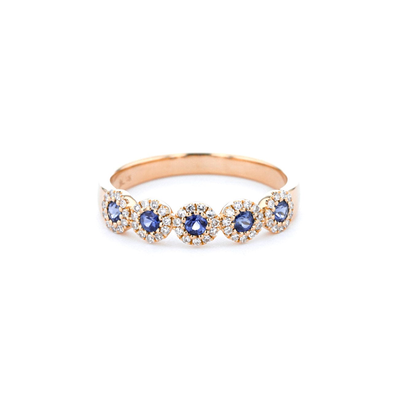 4.4mm Alexis 5-Stone Halo Sapphire Ring Rings Princess Bride Diamonds