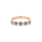4.4mm Alexis 5-Stone Halo Sapphire Ring Rings Princess Bride Diamonds