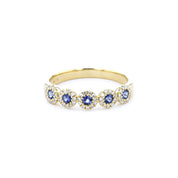 4.4mm Alexis 5-Stone Halo Sapphire Ring Rings Princess Bride Diamonds