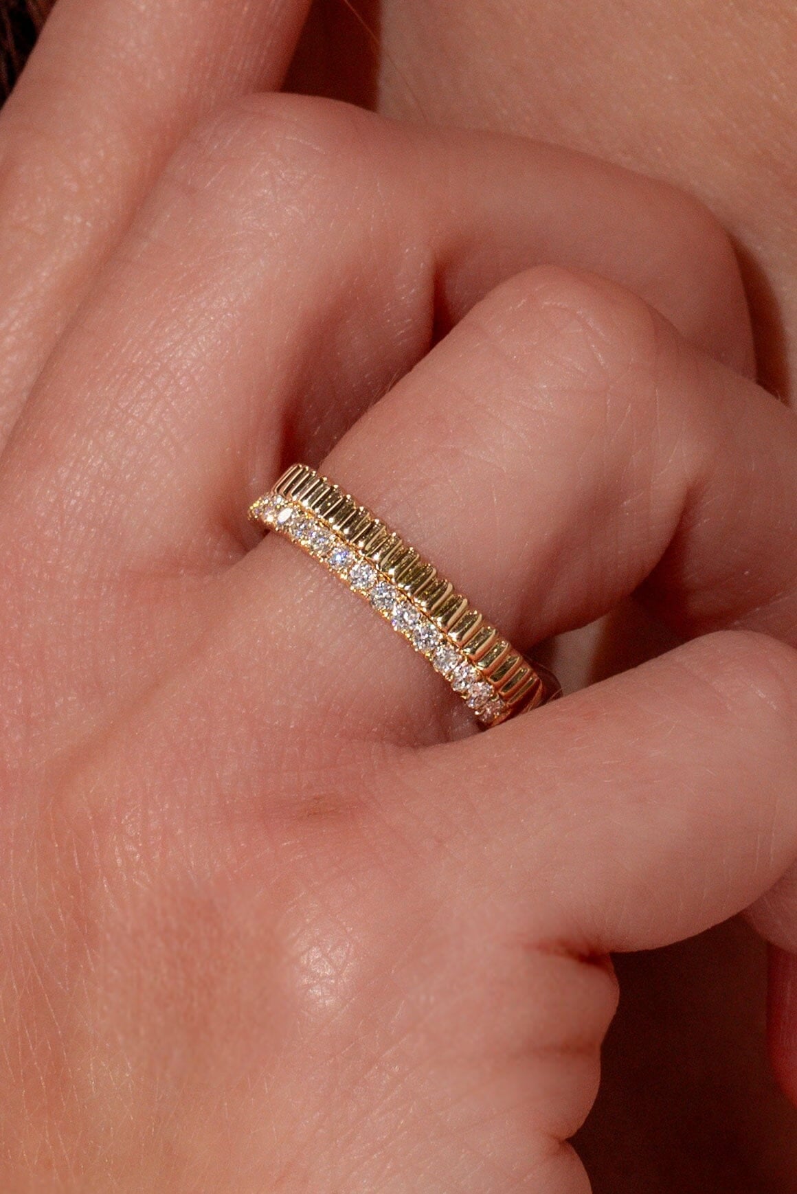 4.4mm Bandolier Double Band Rings Princess Bride Diamonds