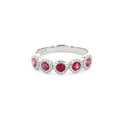 5mm Alexis 5-Stone Halo Ruby Ring Rings Princess Bride Diamonds