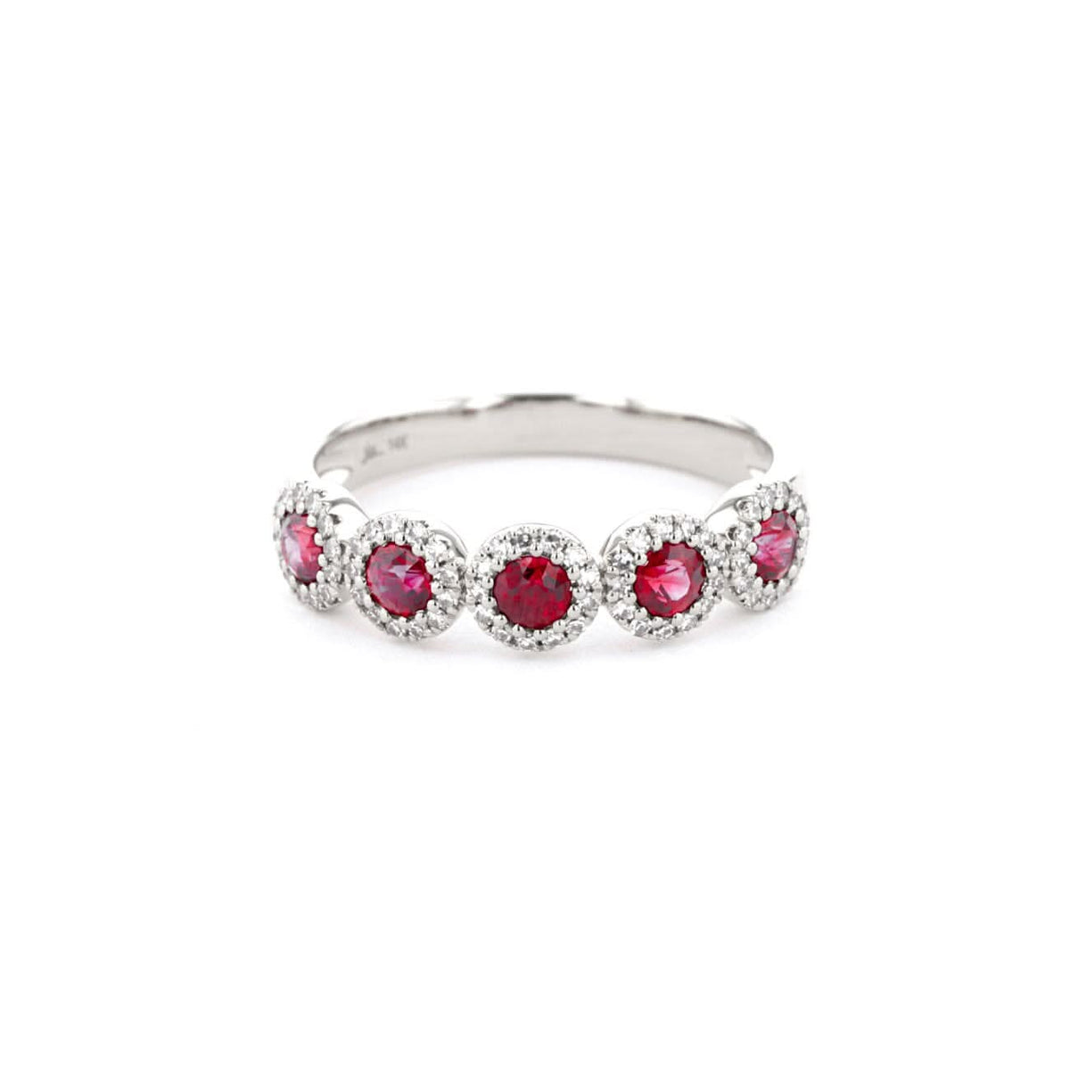 5mm Alexis 5 - Stone Halo Ruby Ring - PBD Rings