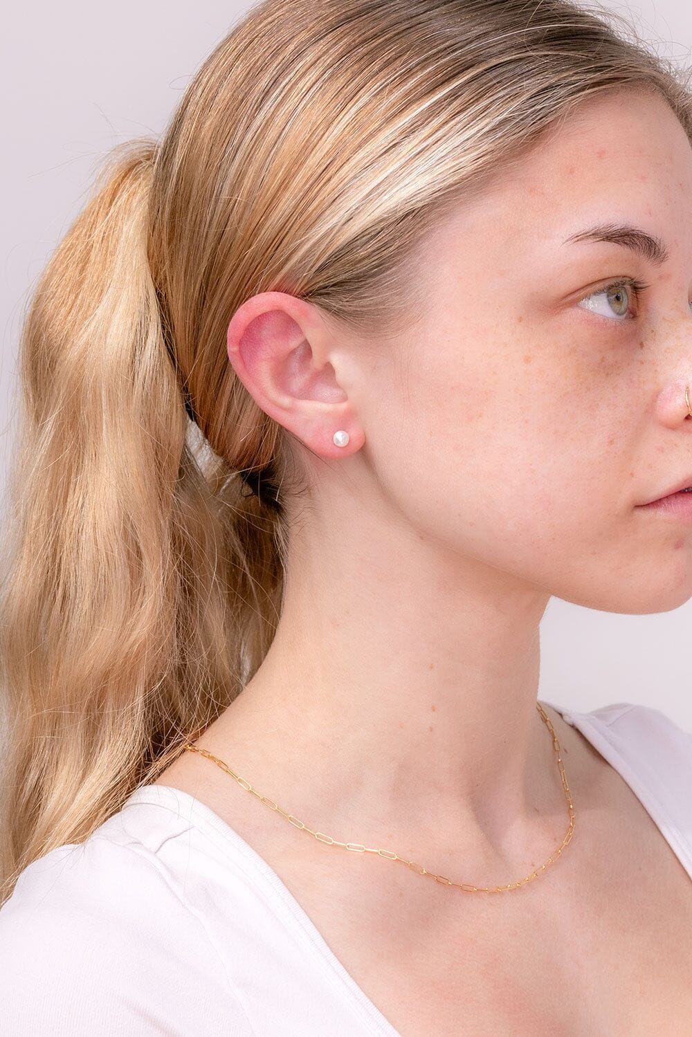 5mm Cultured Pearl Studs Earrings Princess Bride Diamonds 