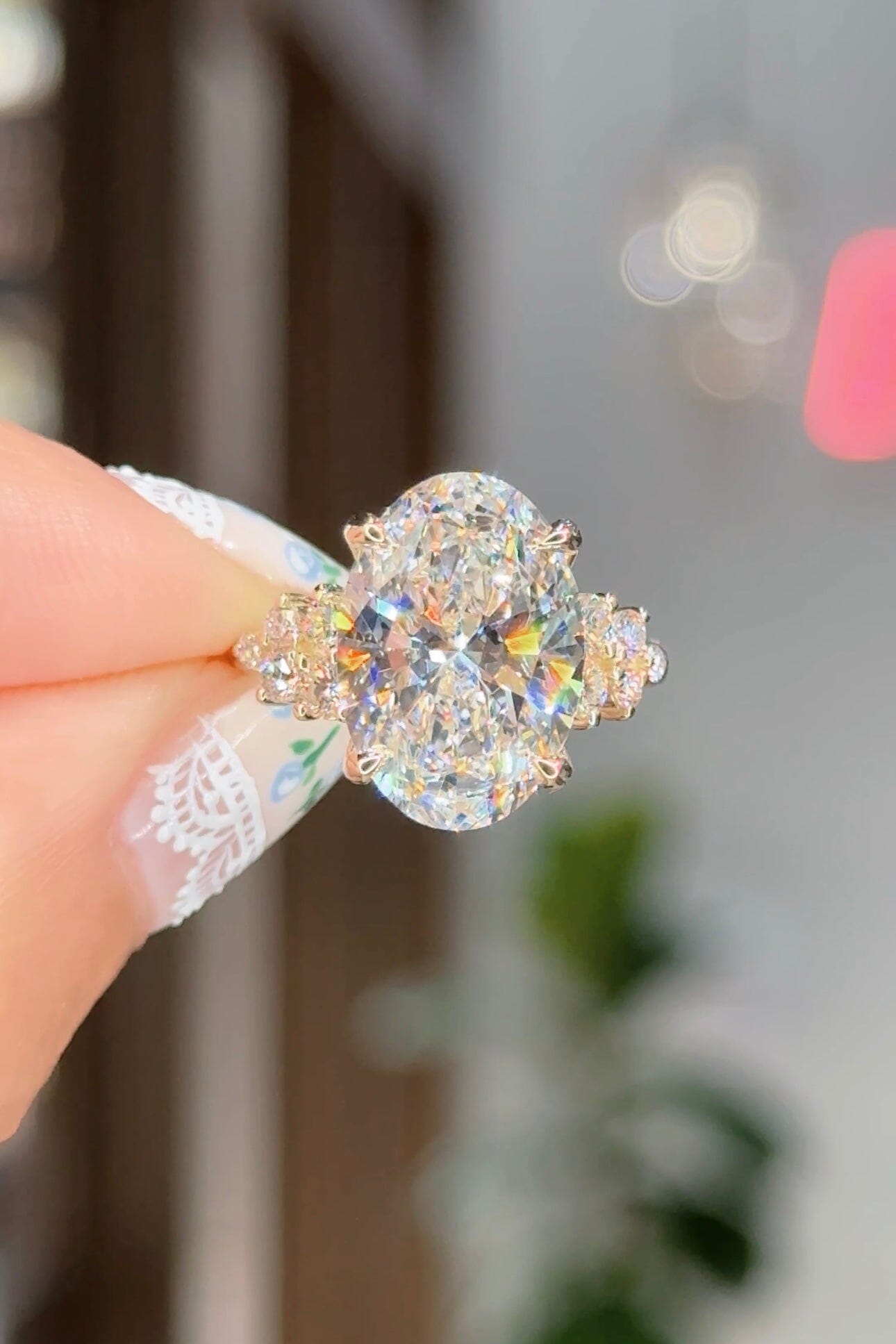 6.08ct D-VS1 Oval Lab Diamond Supernova Engagement Rings Princess Bride Diamonds