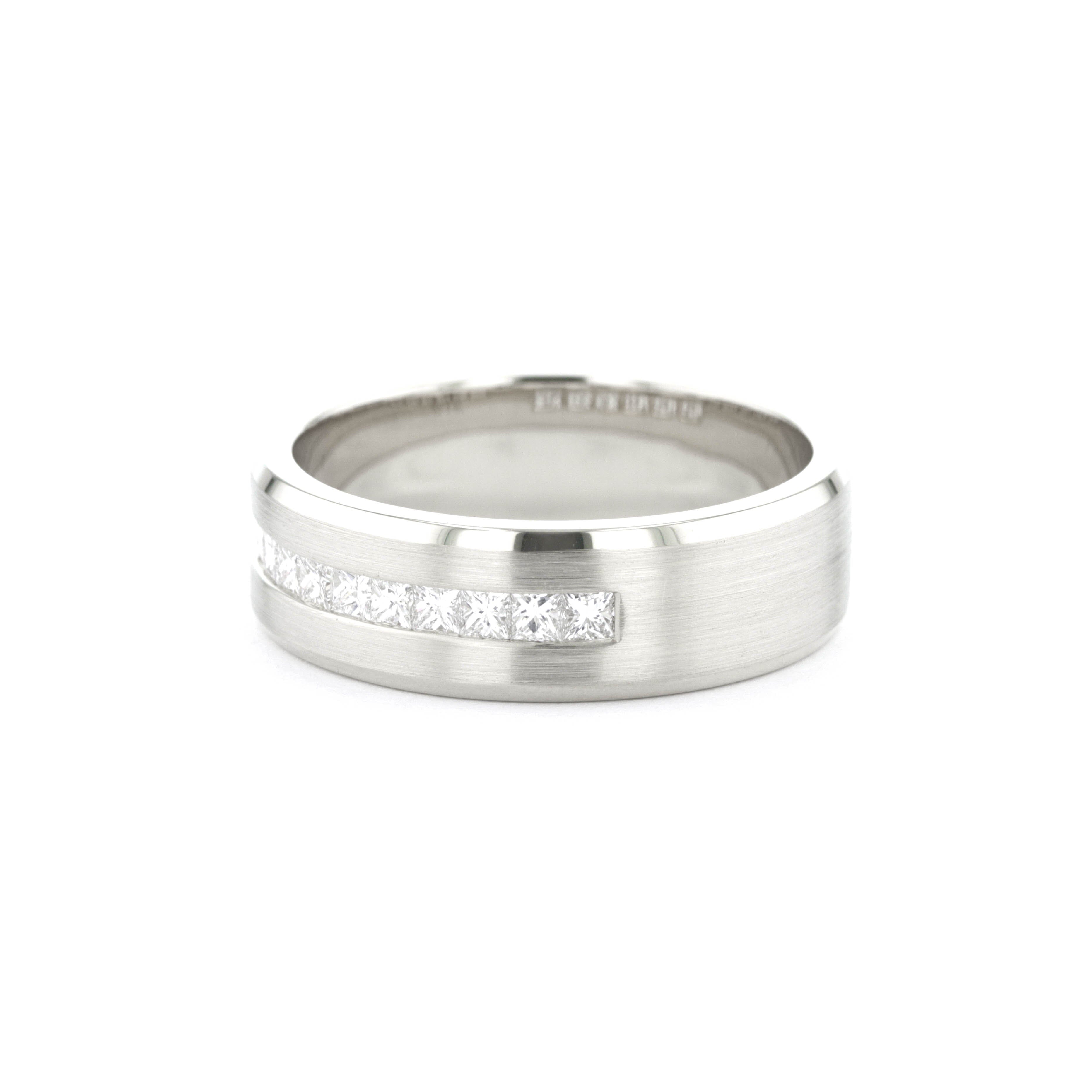 7mm Satin Center Princess Cut Diamond Band Rings Princess Bride Diamonds
