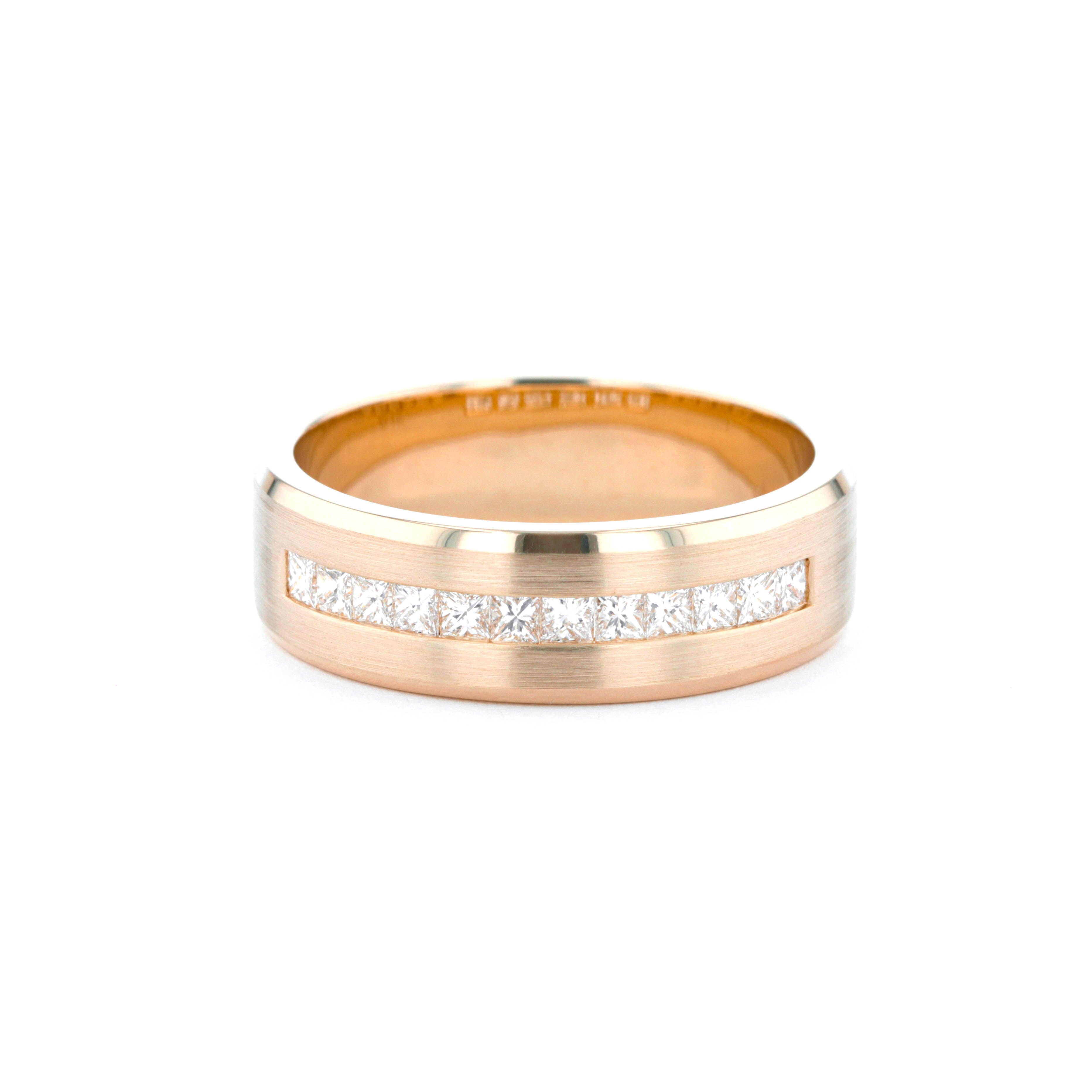 7mm Satin Center Princess Cut Diamond Band Rings Princess Bride Diamonds