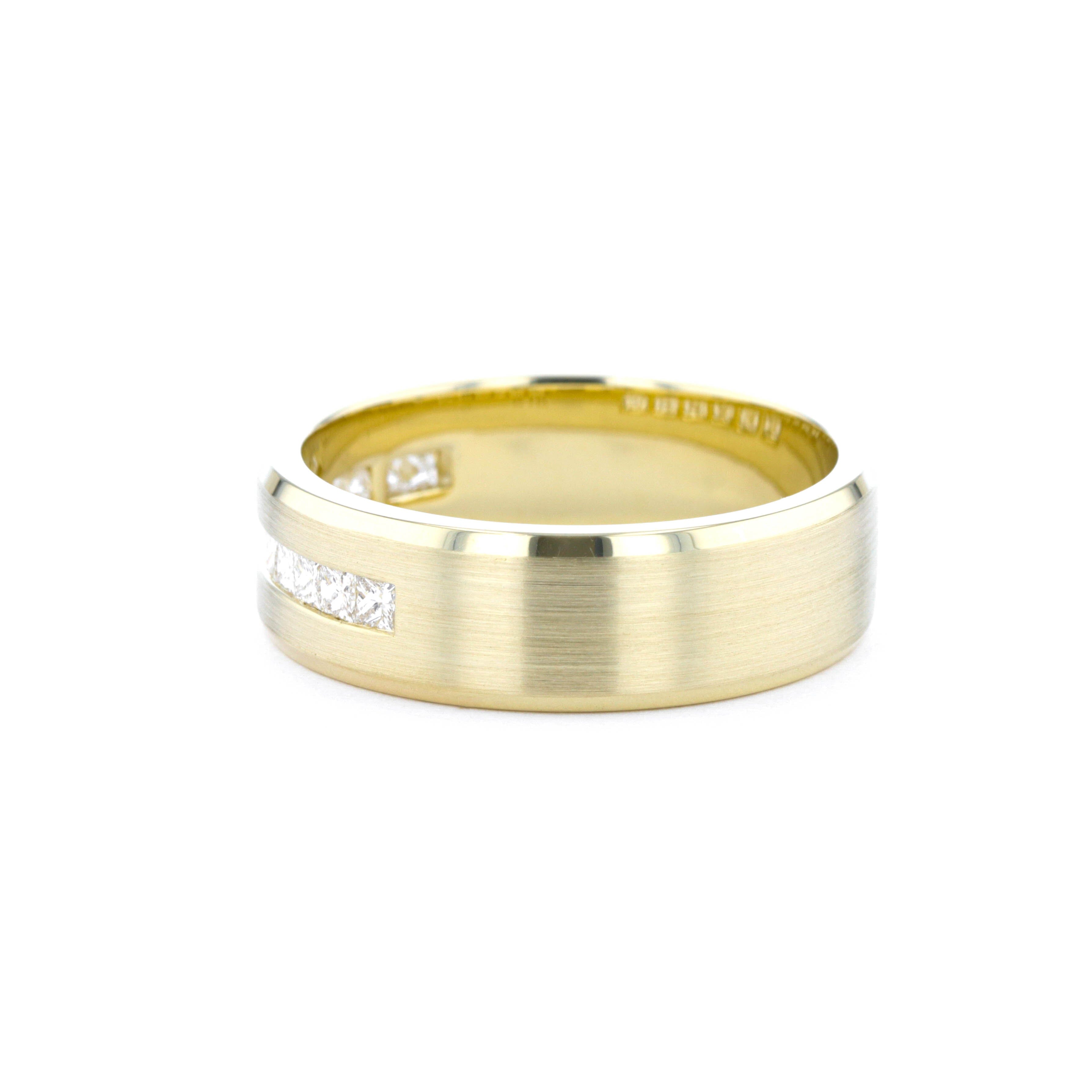 7mm Satin Center Princess Cut Diamond Band Rings Princess Bride Diamonds