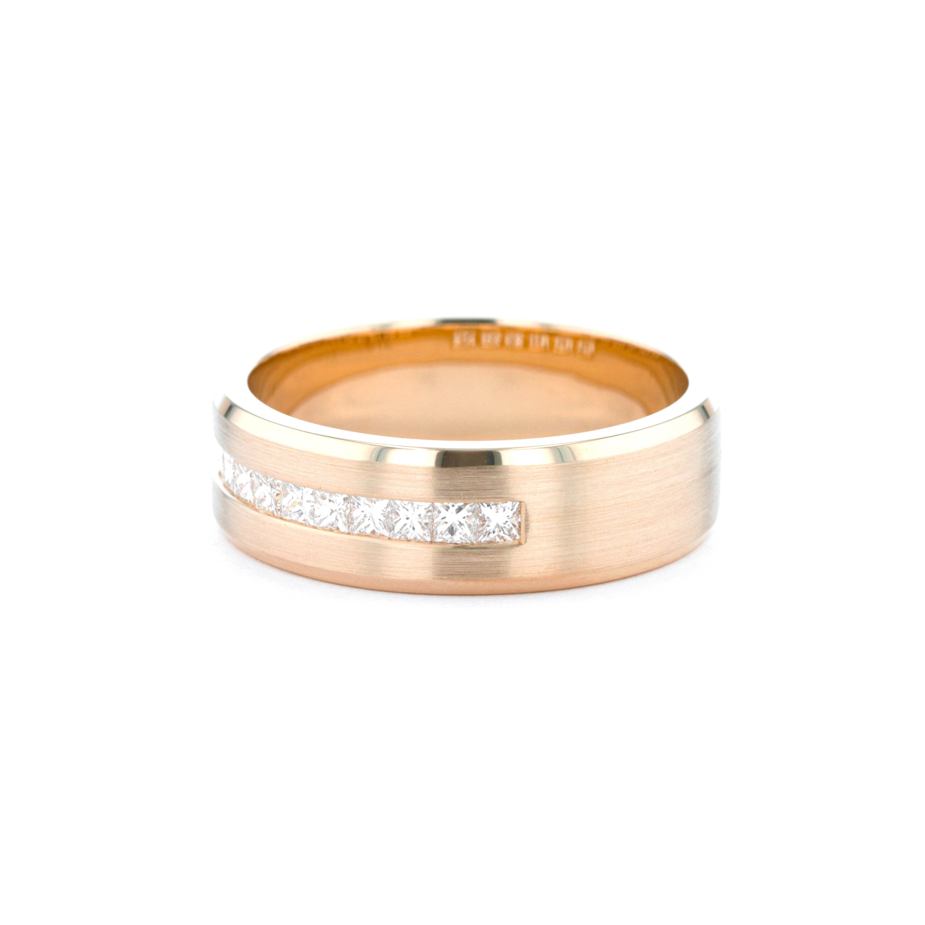 7mm Satin Center Princess Cut Diamond Band Rings Princess Bride Diamonds