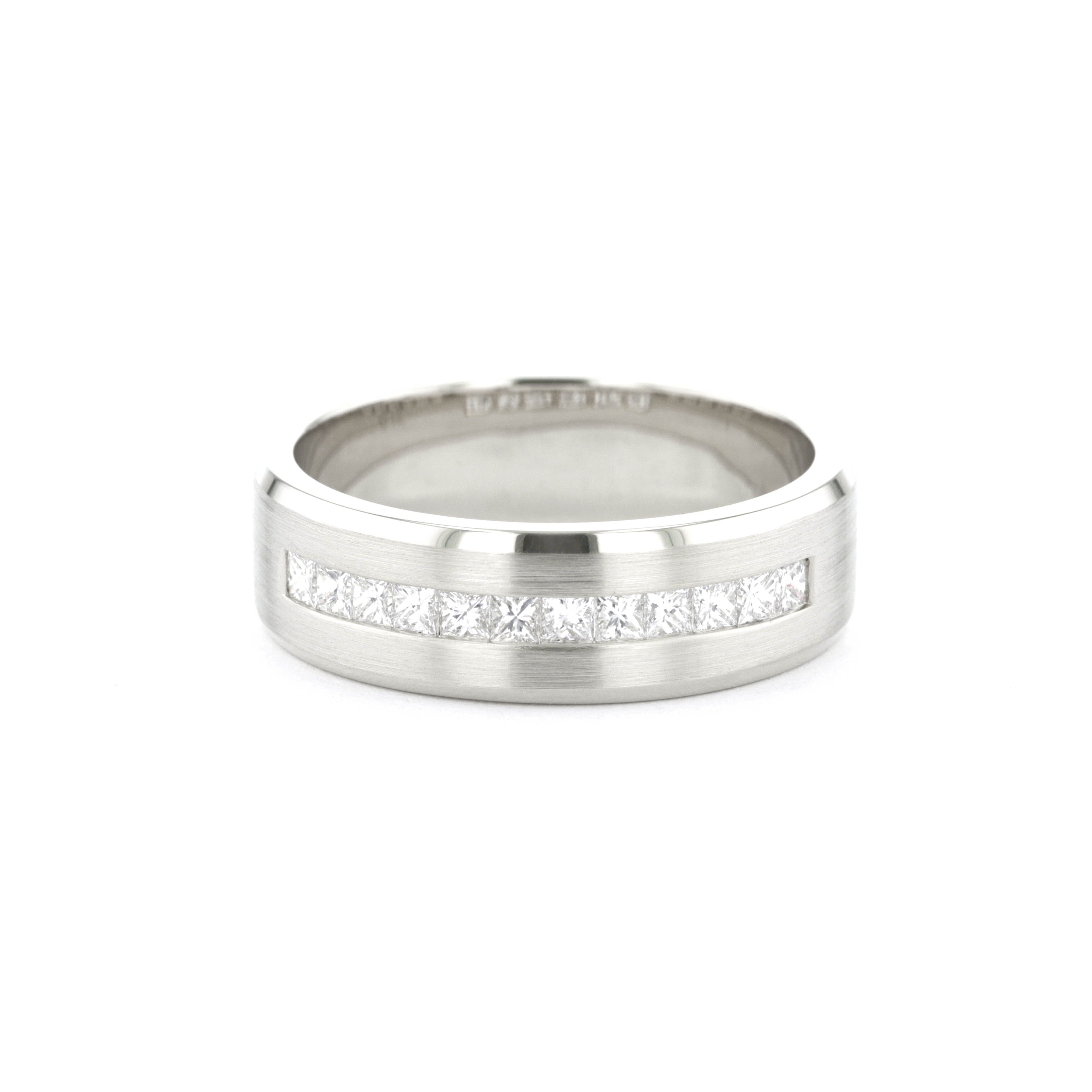 7mm Satin Center Princess Cut Diamond Band Rings Princess Bride Diamonds