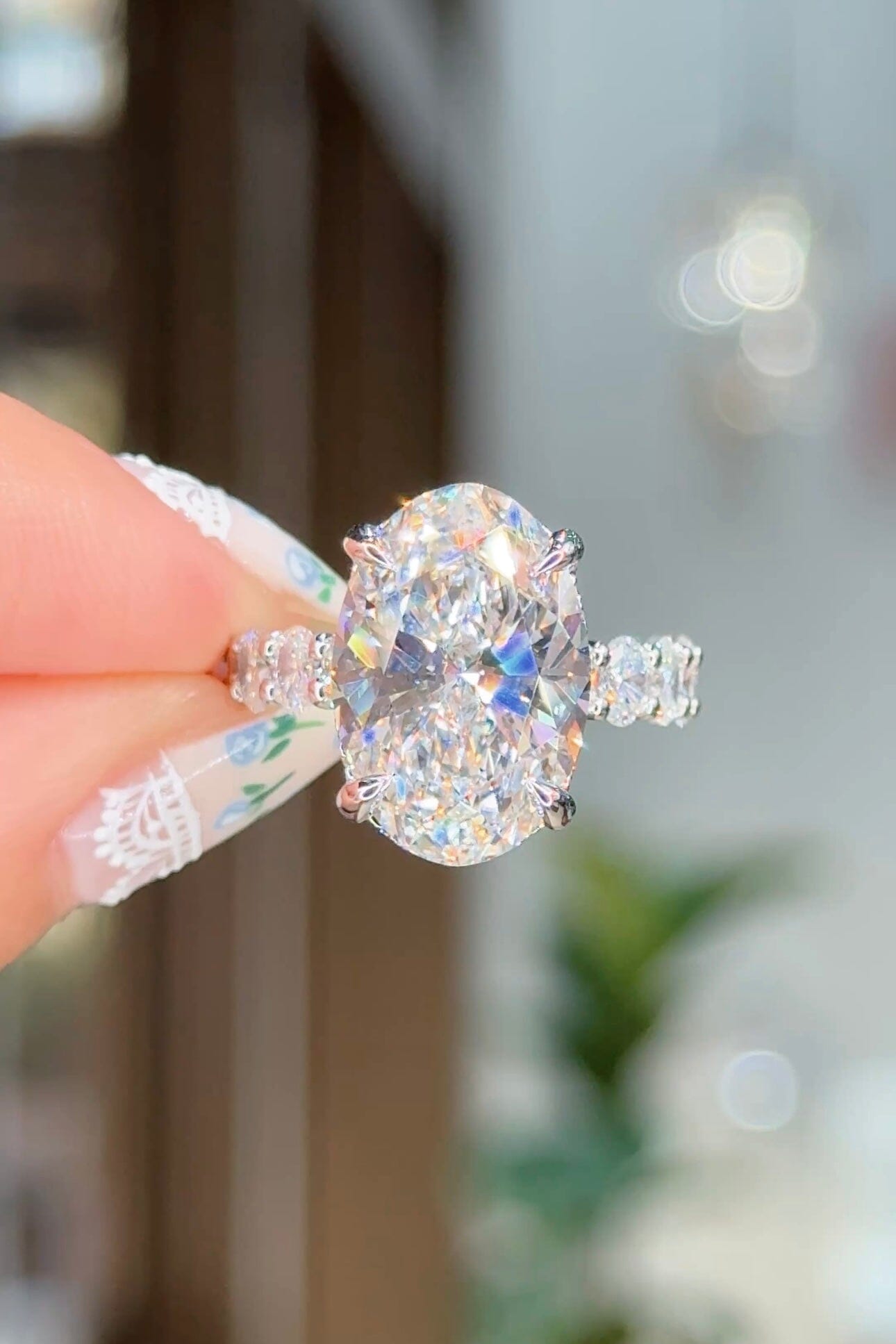 8.02ct E-VS1 Oval Lab Diamond Mini Oval Engagement Ring