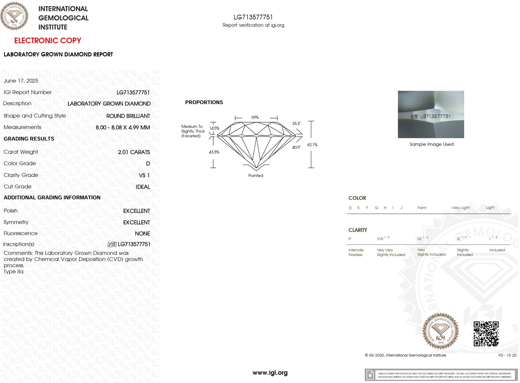 2.01ct D-VS1 Round Lab Diamond Caraline