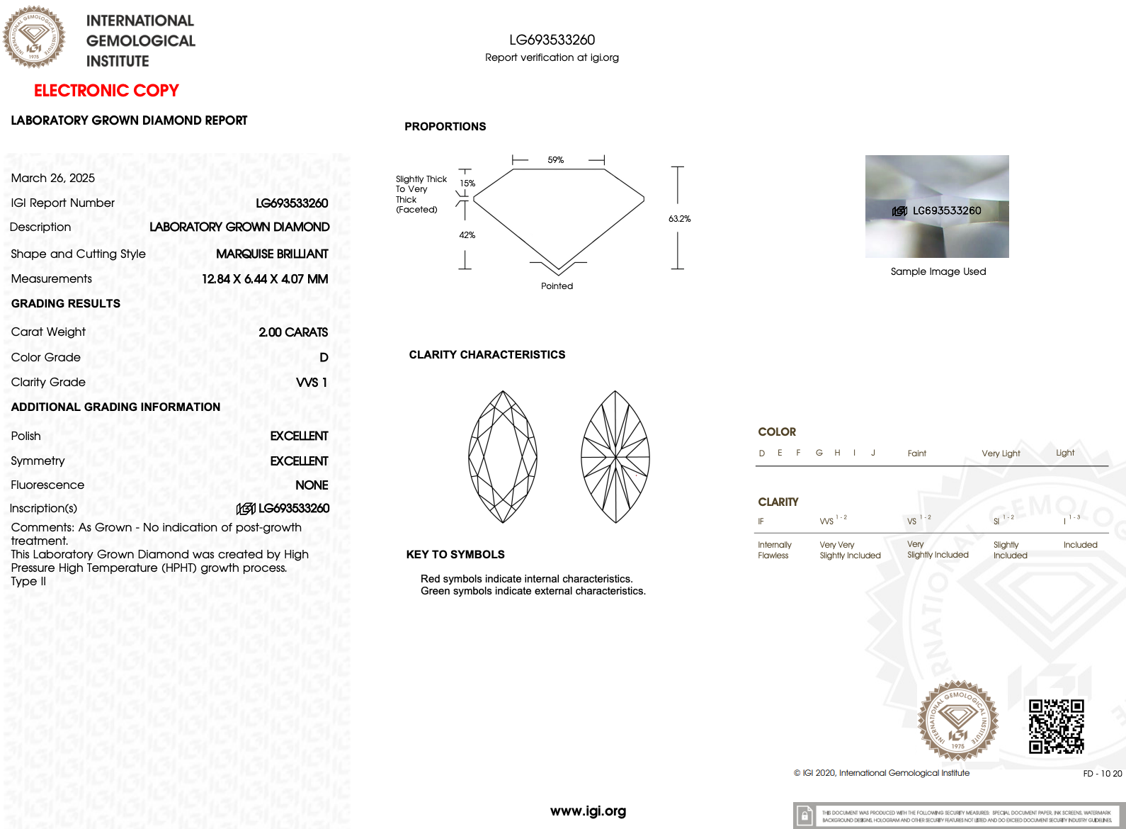 2.00ct D-VVS1 Marquise Lab Diamond Nova