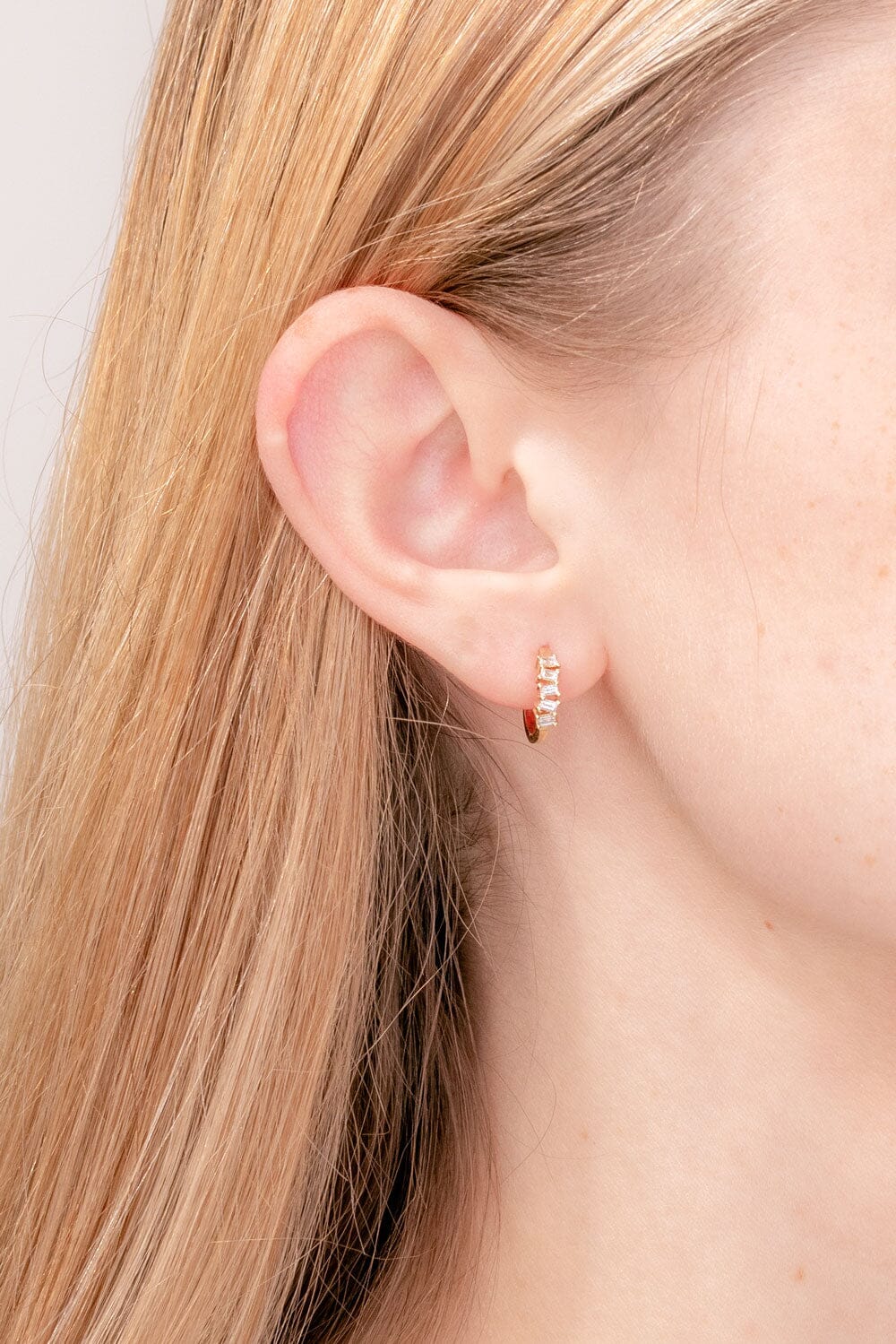 Abstract Baguette Diamond Huggies Earrings Princess Bride Diamonds 