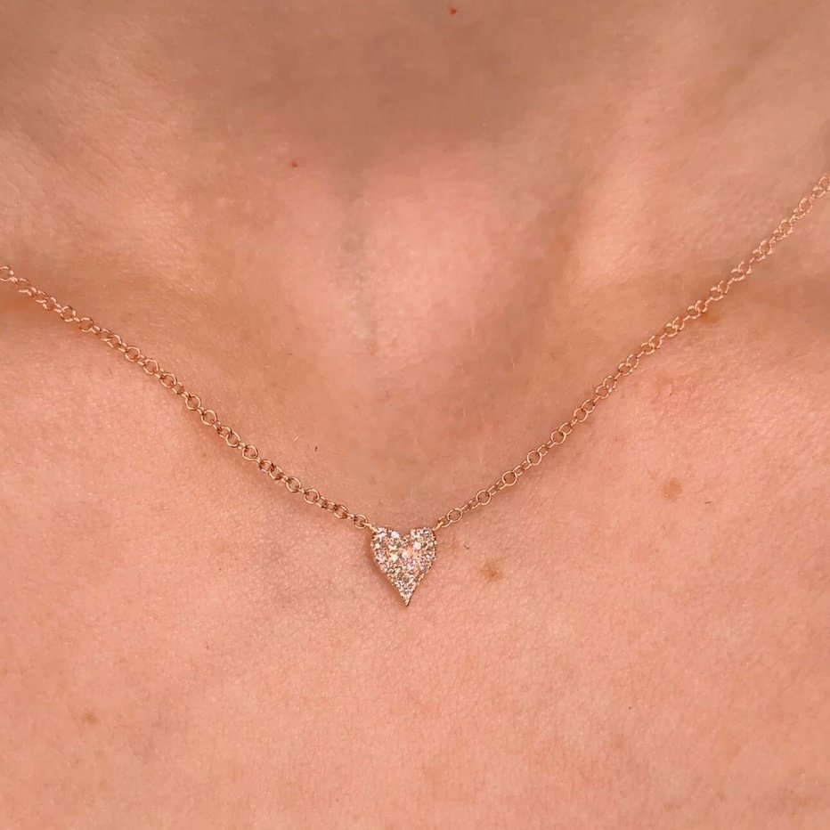 Baby Pavé Heart Necklace Rose Gold Necklaces Princess Bride Diamonds