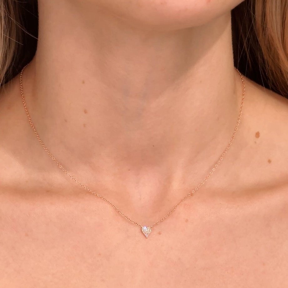 Baby Pavé Heart Necklace Rose Gold Necklaces Princess Bride Diamonds