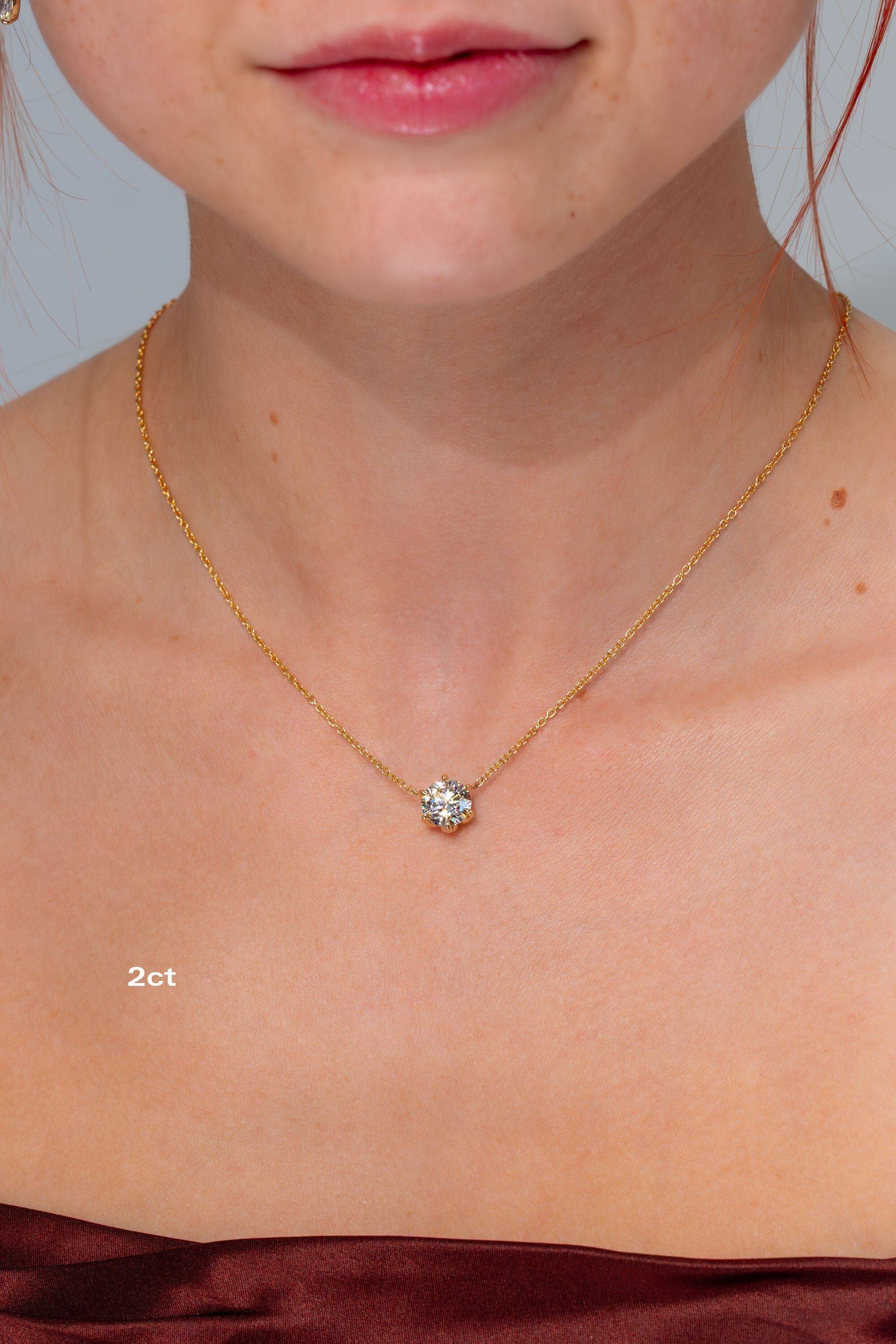 Caraline Round Diamond Pendant Necklaces Princess Bride Diamonds 2ct 14K Yellow Gold