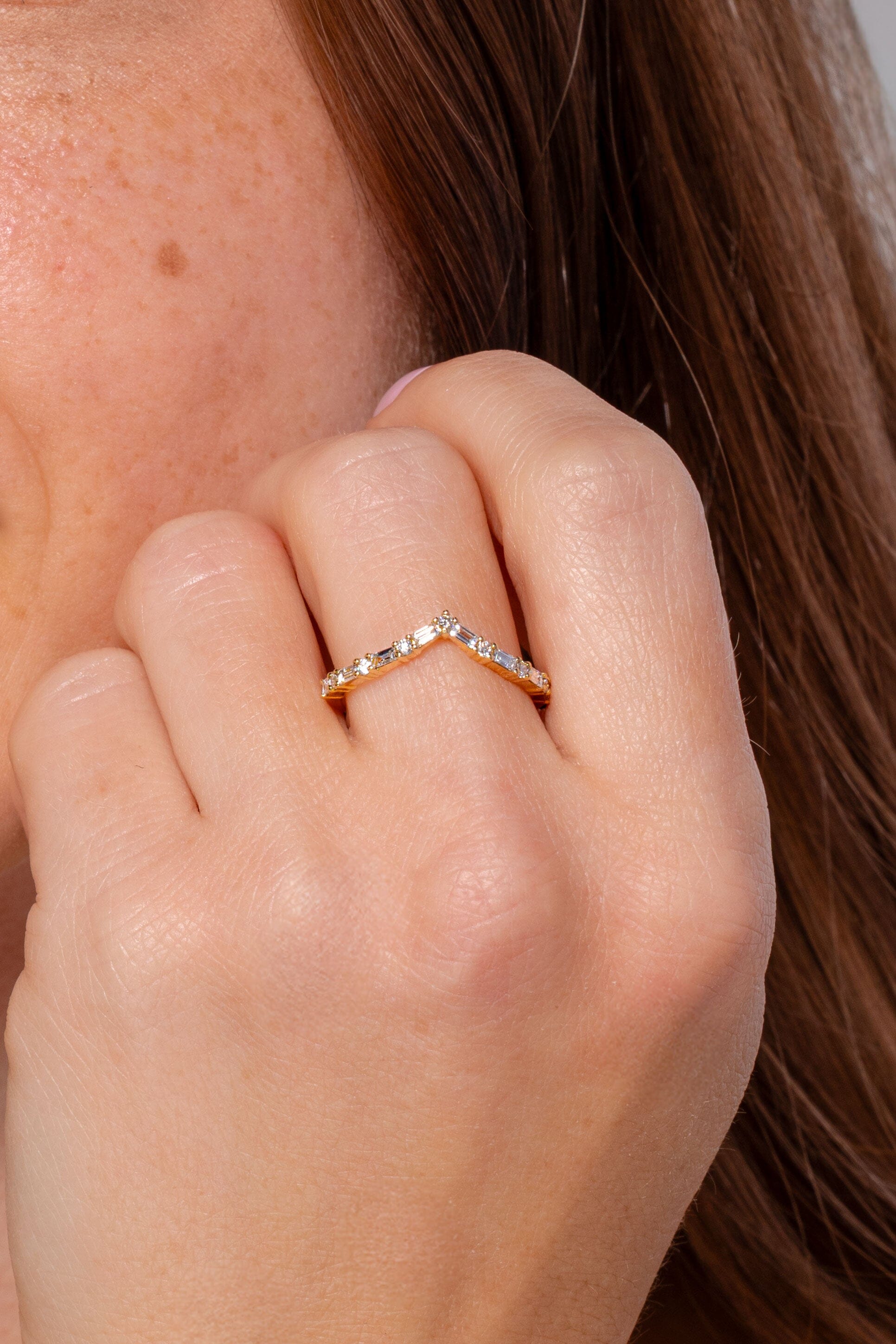Chevron Round and Baguette Diamond Ring Rings Princess Bride Diamonds